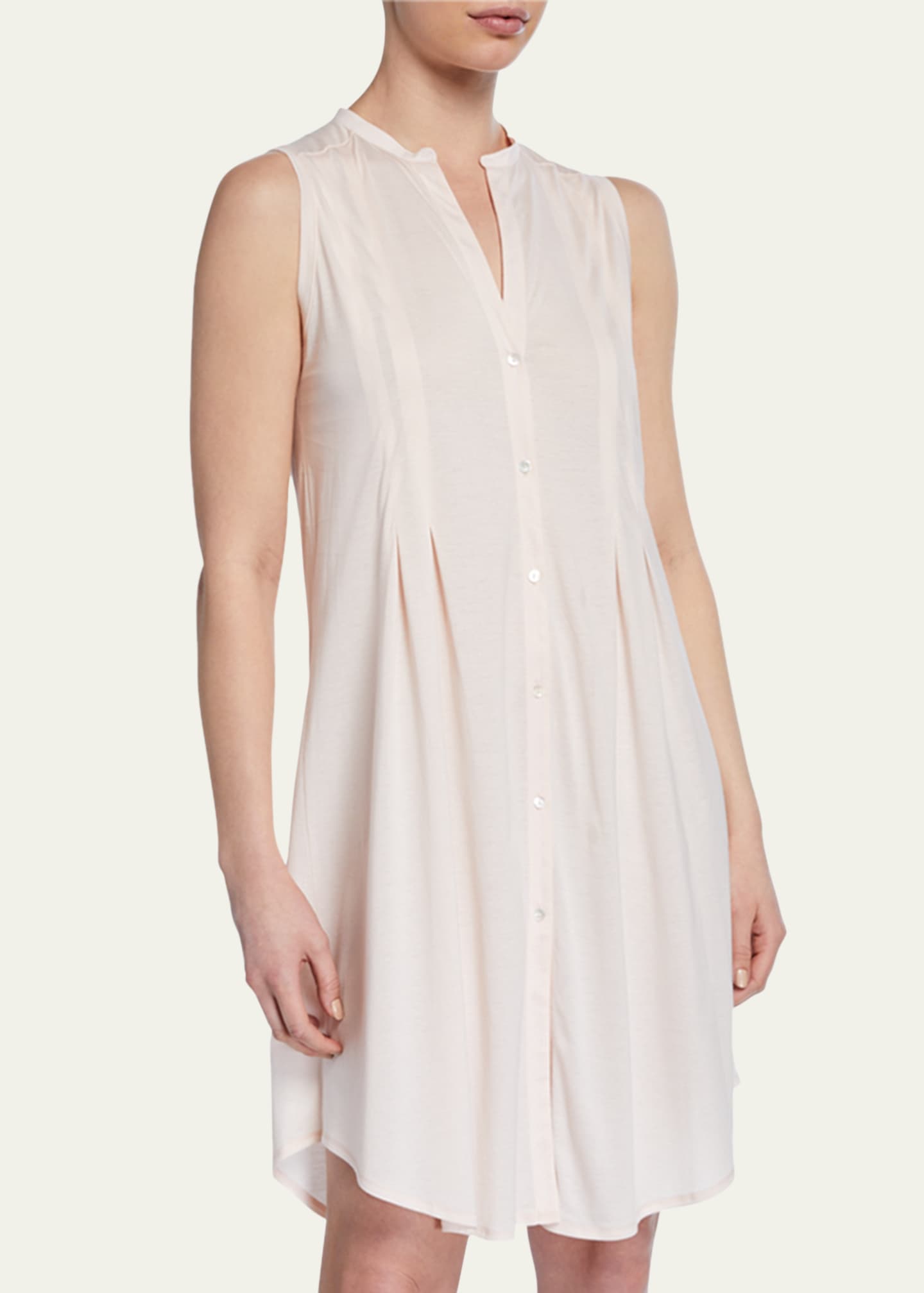 Hanro Cotton Deluxe Sleeveless Shirtwaist Nightgown Image 2 of 3