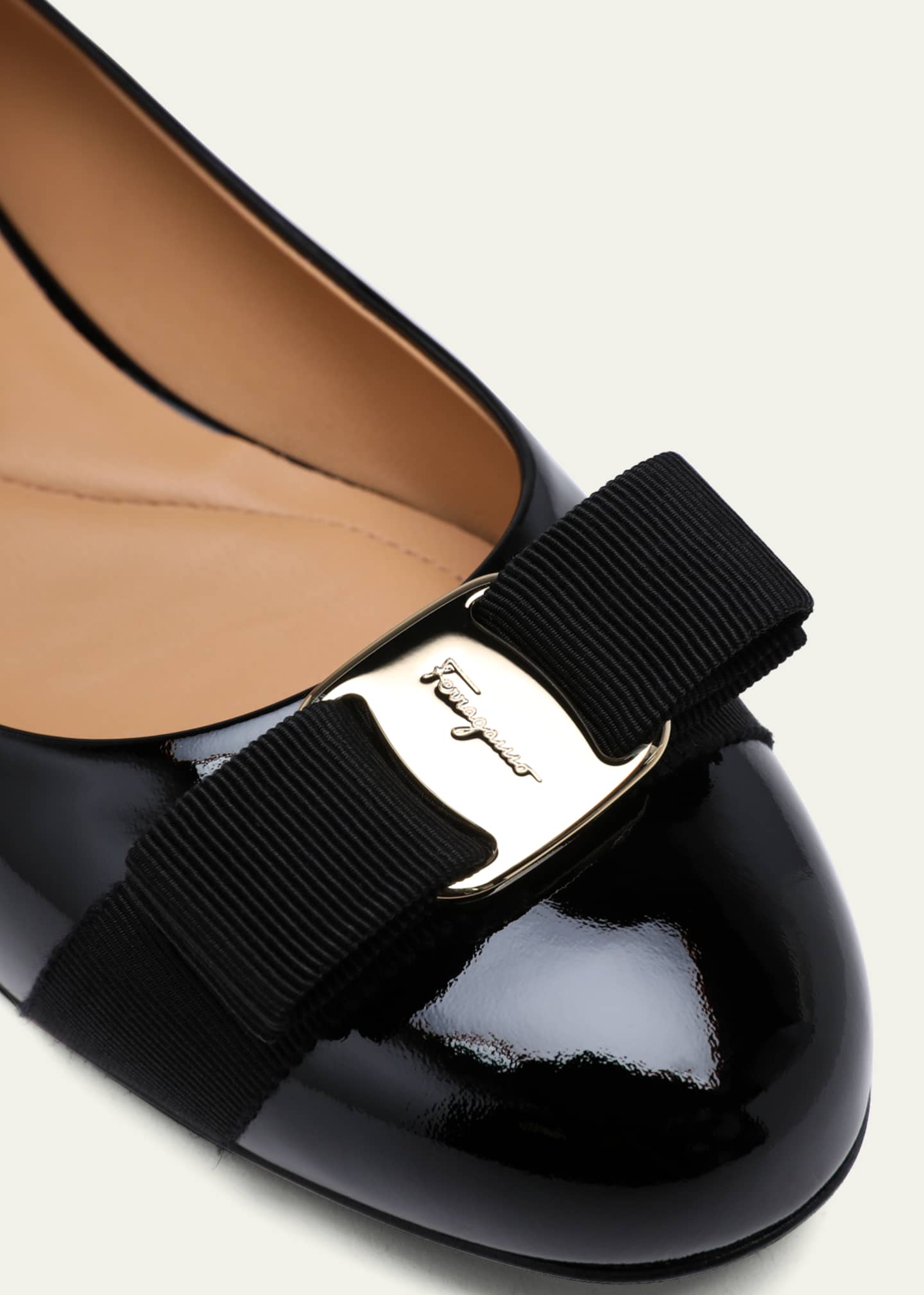 Ferragamo Varina Patent Leather Bow Ballerina Flats Image 5 of 5