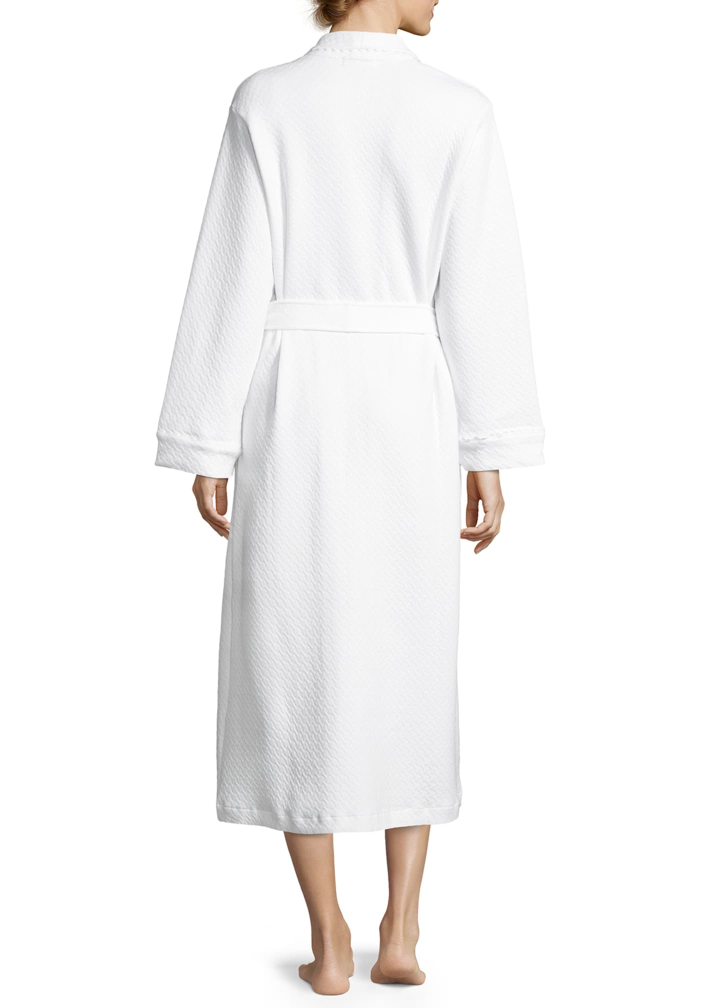 P Jamas Quilted BasketWeave Robe, White Bergdorf Goodman