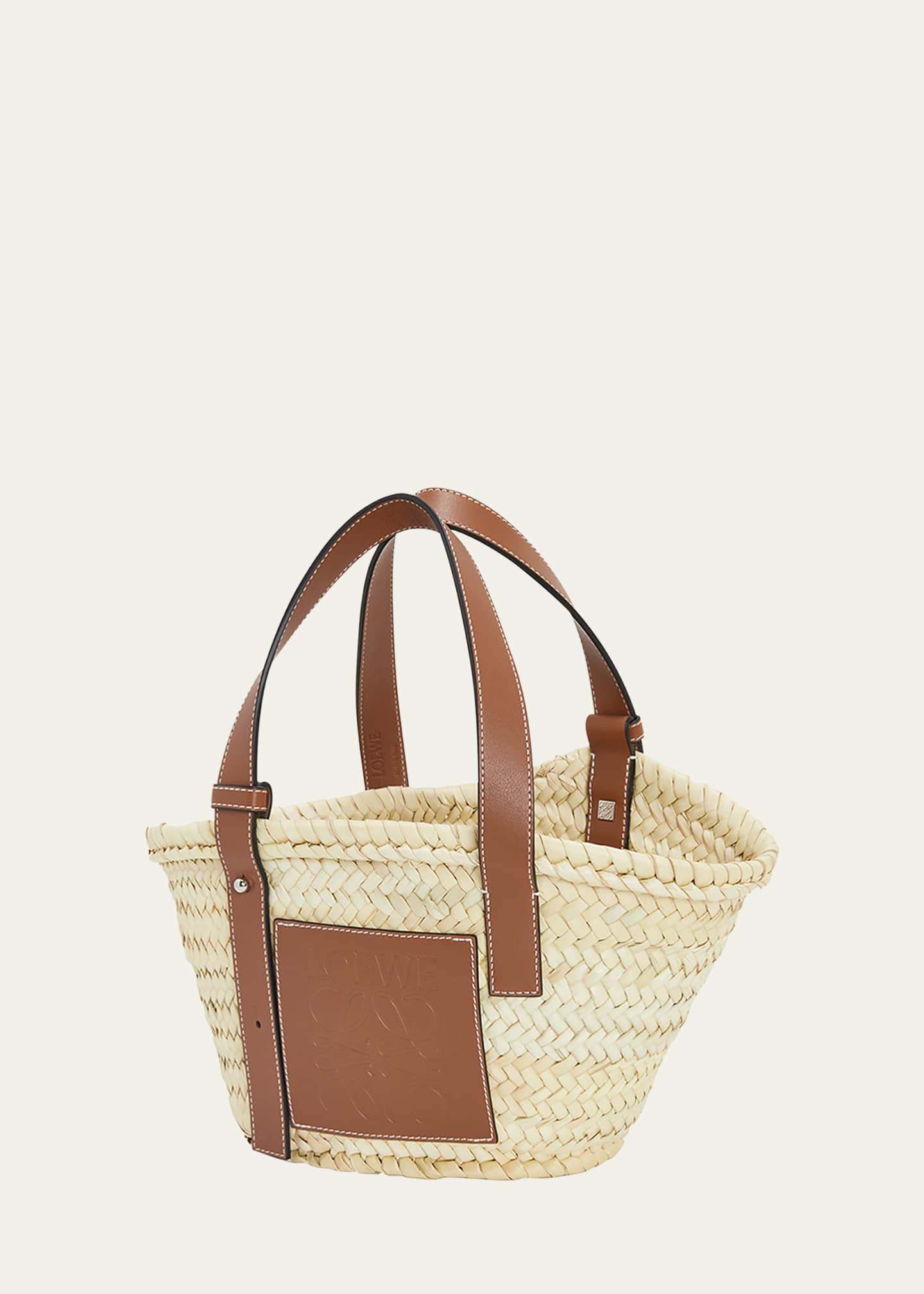 Loewe x Paula’s Ibiza Basket Small Bag in Palm Leaf with Leather Handles Image 3 of 6