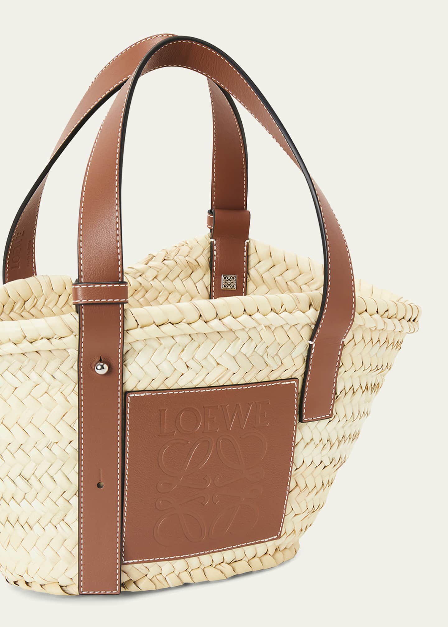 Loewe x Paula’s Ibiza Basket Small Bag in Palm Leaf with Leather Handles Image 6 of 6