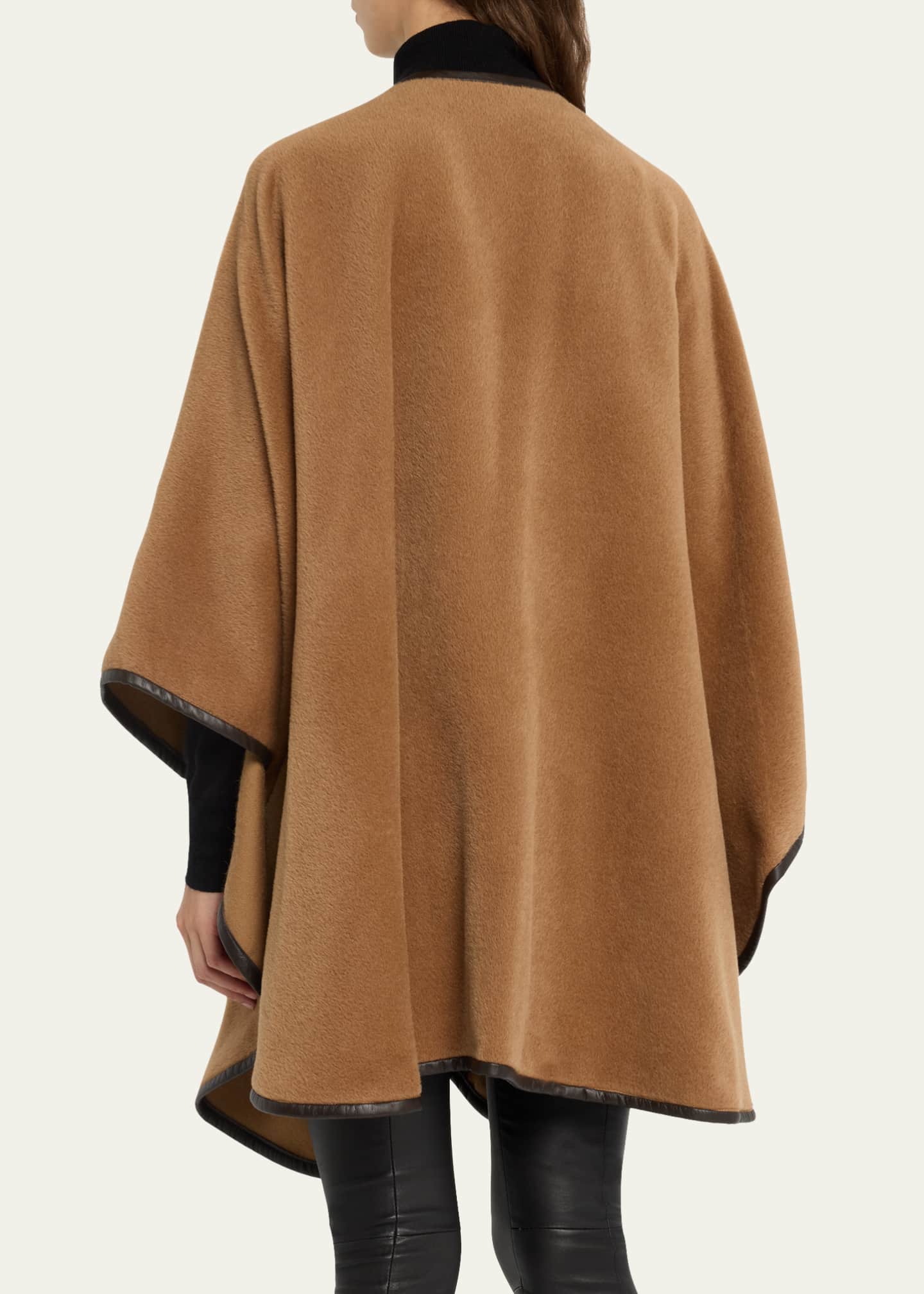 Sofia Cashmere Baby Alpaca Cape w/ Leather Trim Image 3 of 5