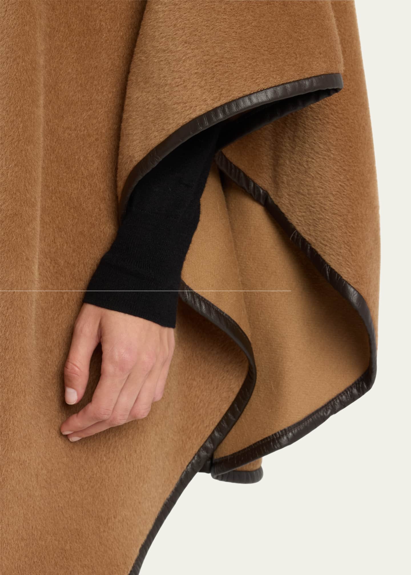 Sofia Cashmere Baby Alpaca Cape w/ Leather Trim Image 5 of 5