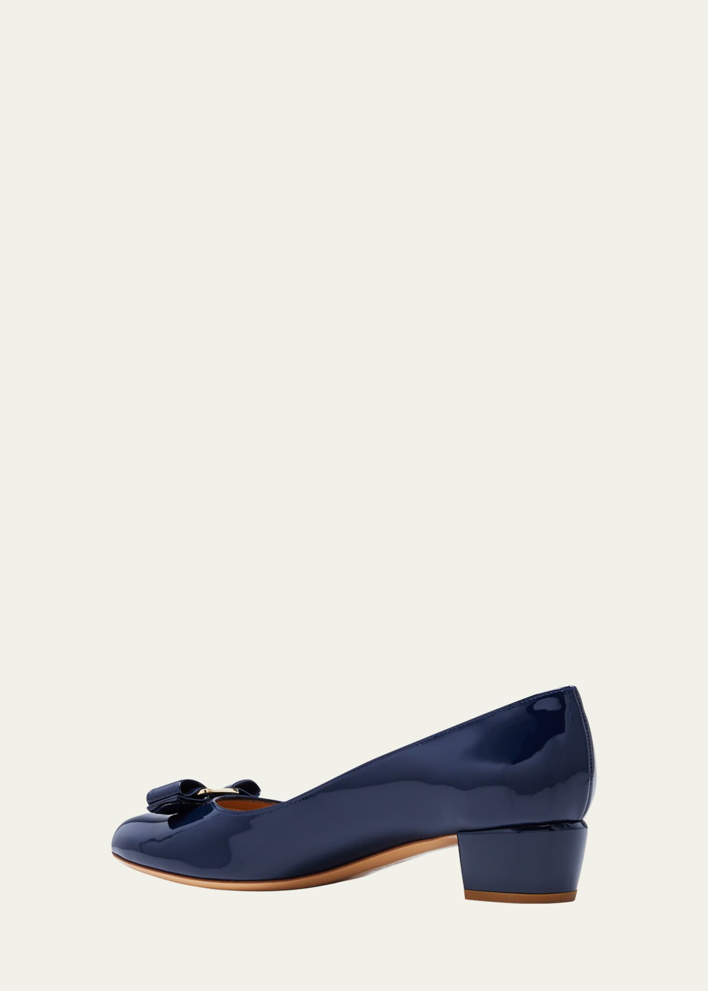 Ferragamo Vara Bow Leather Low Pumps Image 3 of 4