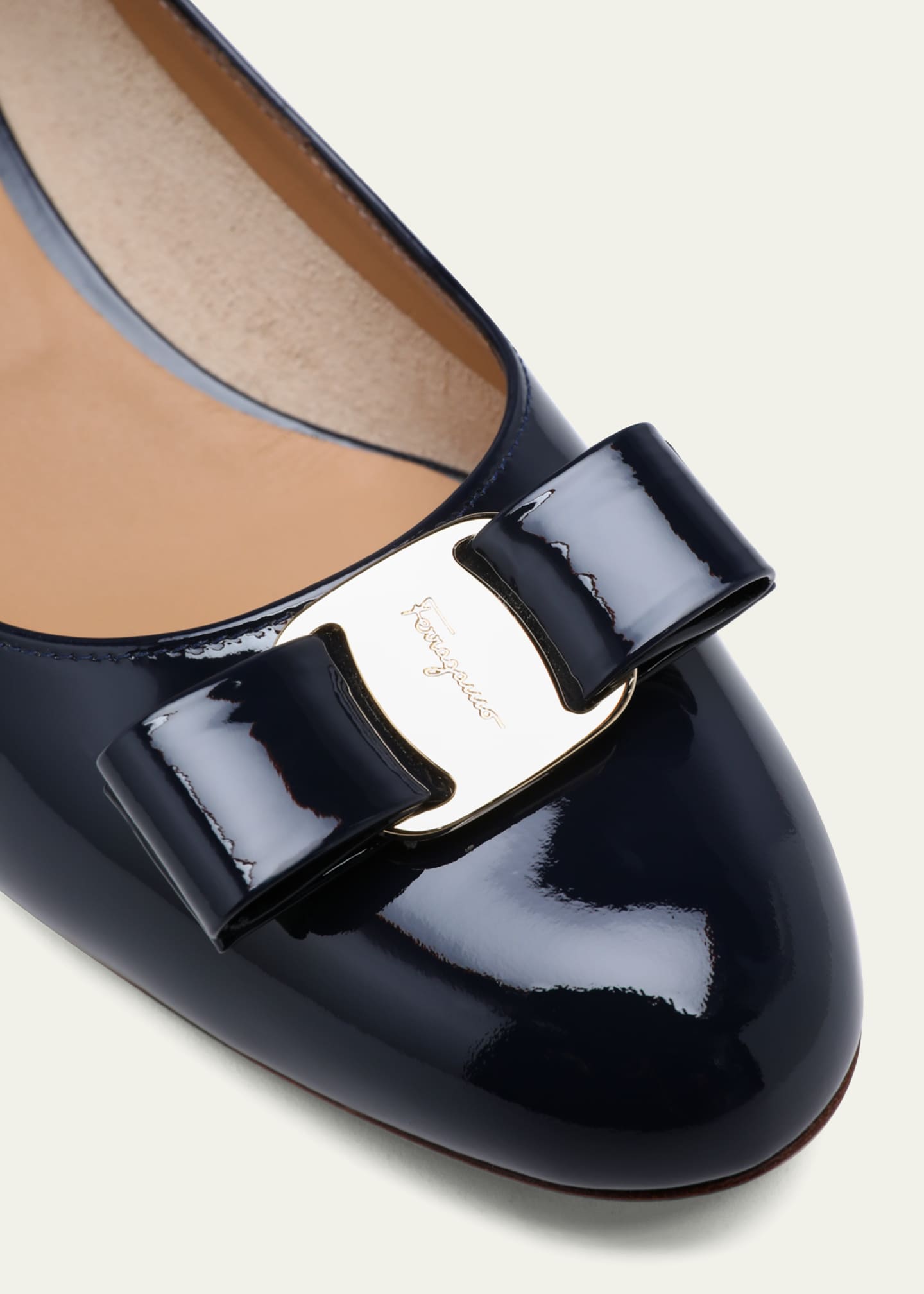 Ferragamo Vara Bow Leather Low Pumps Image 4 of 4