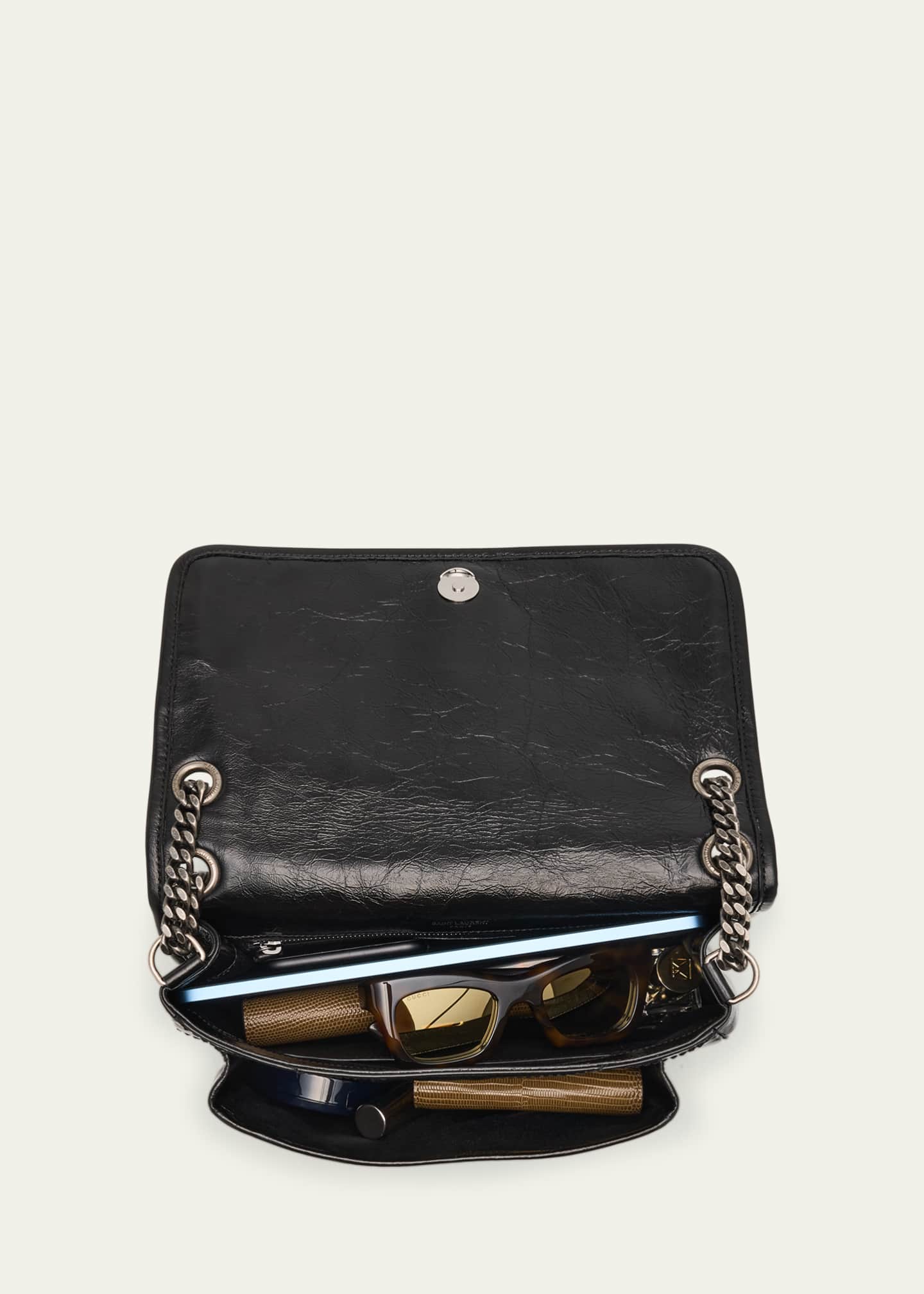 Saint Laurent Niki Medium Flap YSL Shoulder Bag in Crinkled