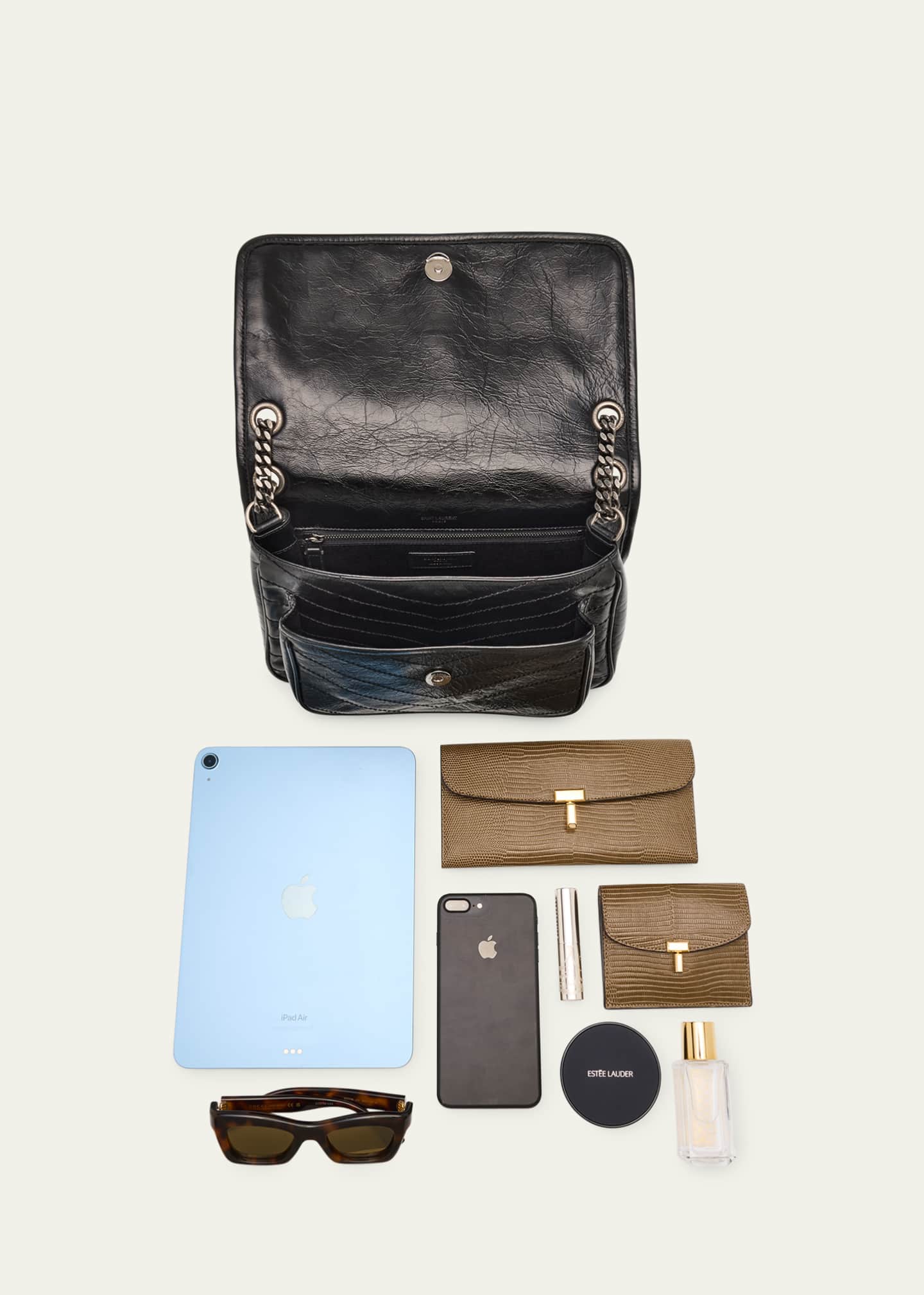 Saint Laurent Niki Medium Flap YSL Shoulder Bag in Crinkled