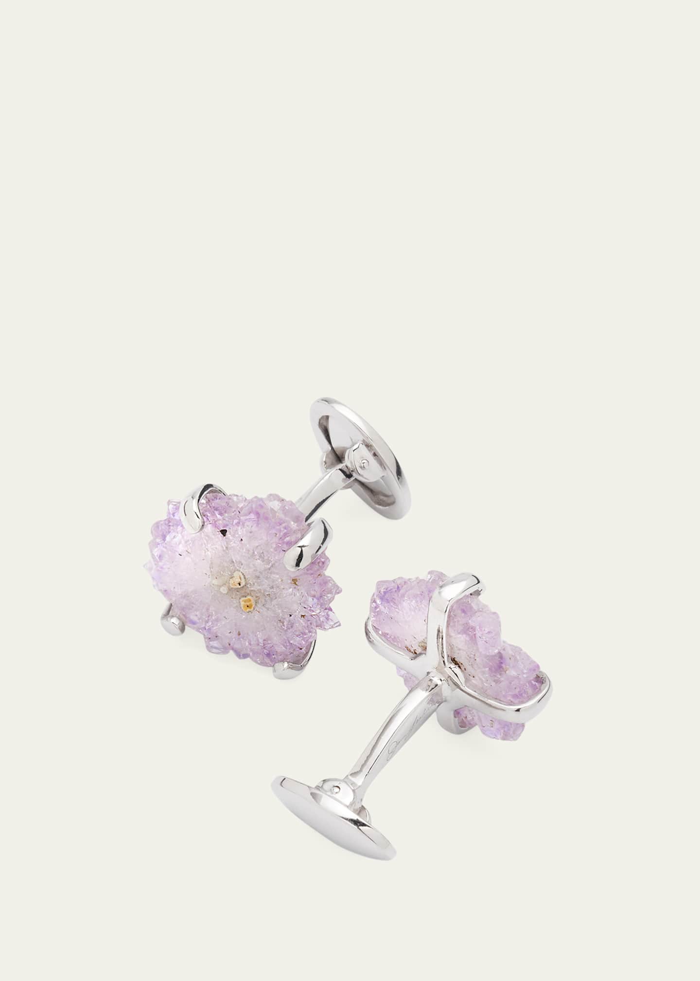 Jan Leslie Silver Stalactite Cuff Links, Purple Image 4 of 4