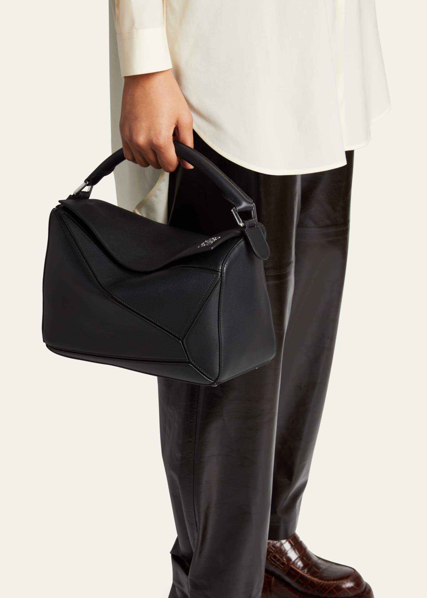 Loewe Puzzle Large Bag In Black Classic Calf