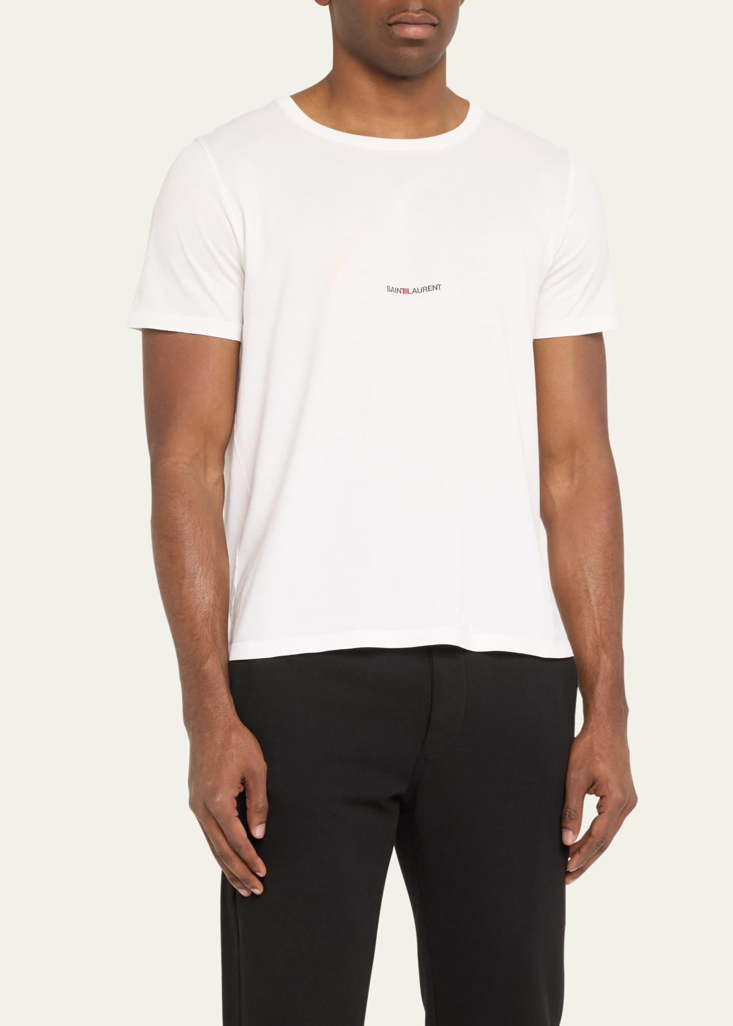 Saint Laurent Men's Classique Logo-Print T-Shirt Image 4 of 5