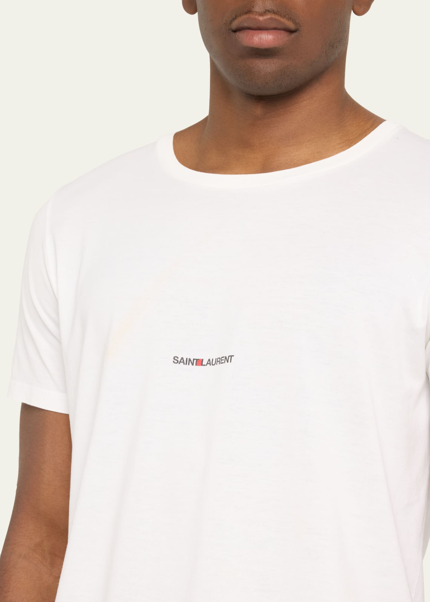 Saint Laurent Men's Classique Logo-Print T-Shirt Image 5 of 5