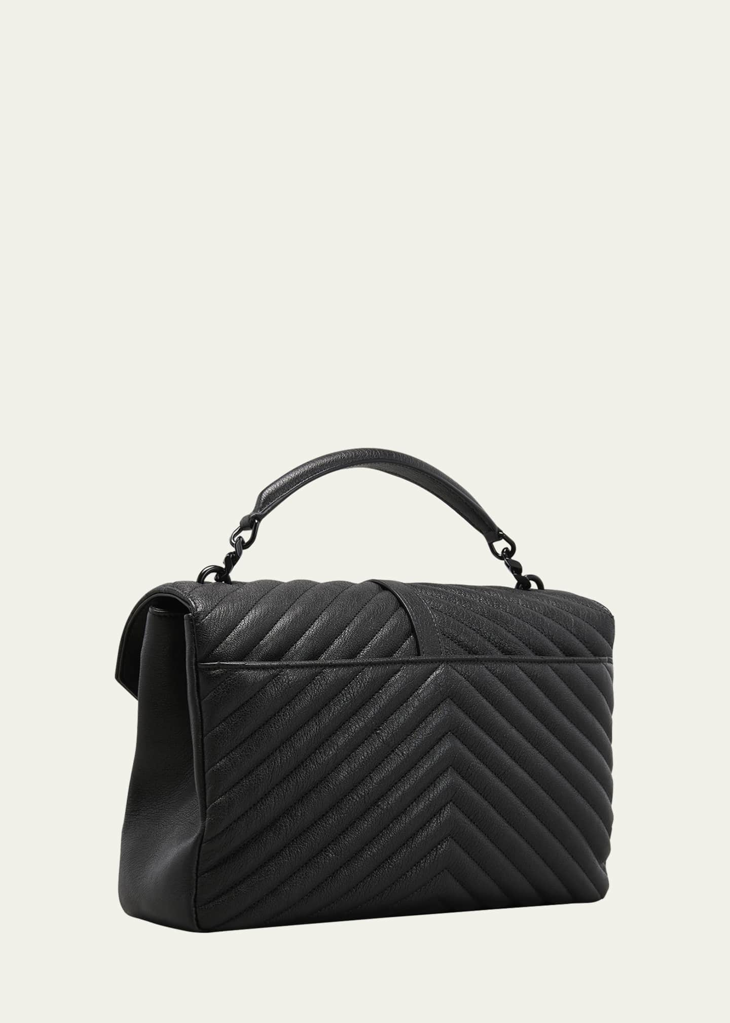 College Medium Leather Shoulder Bag in Grey - Saint Laurent