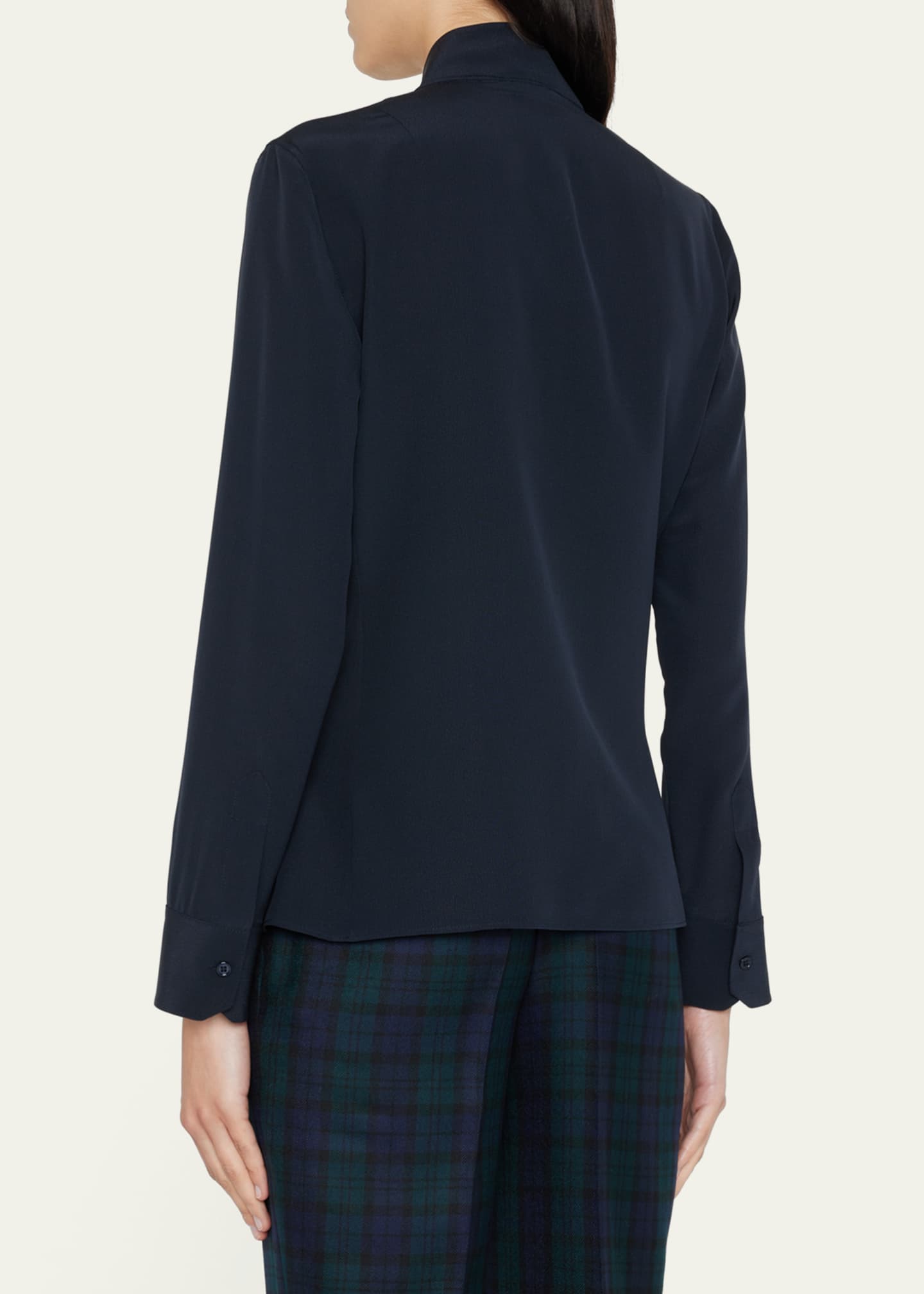 Akris Split-Neck Silk Button-Front Blouse Image 3 of 5