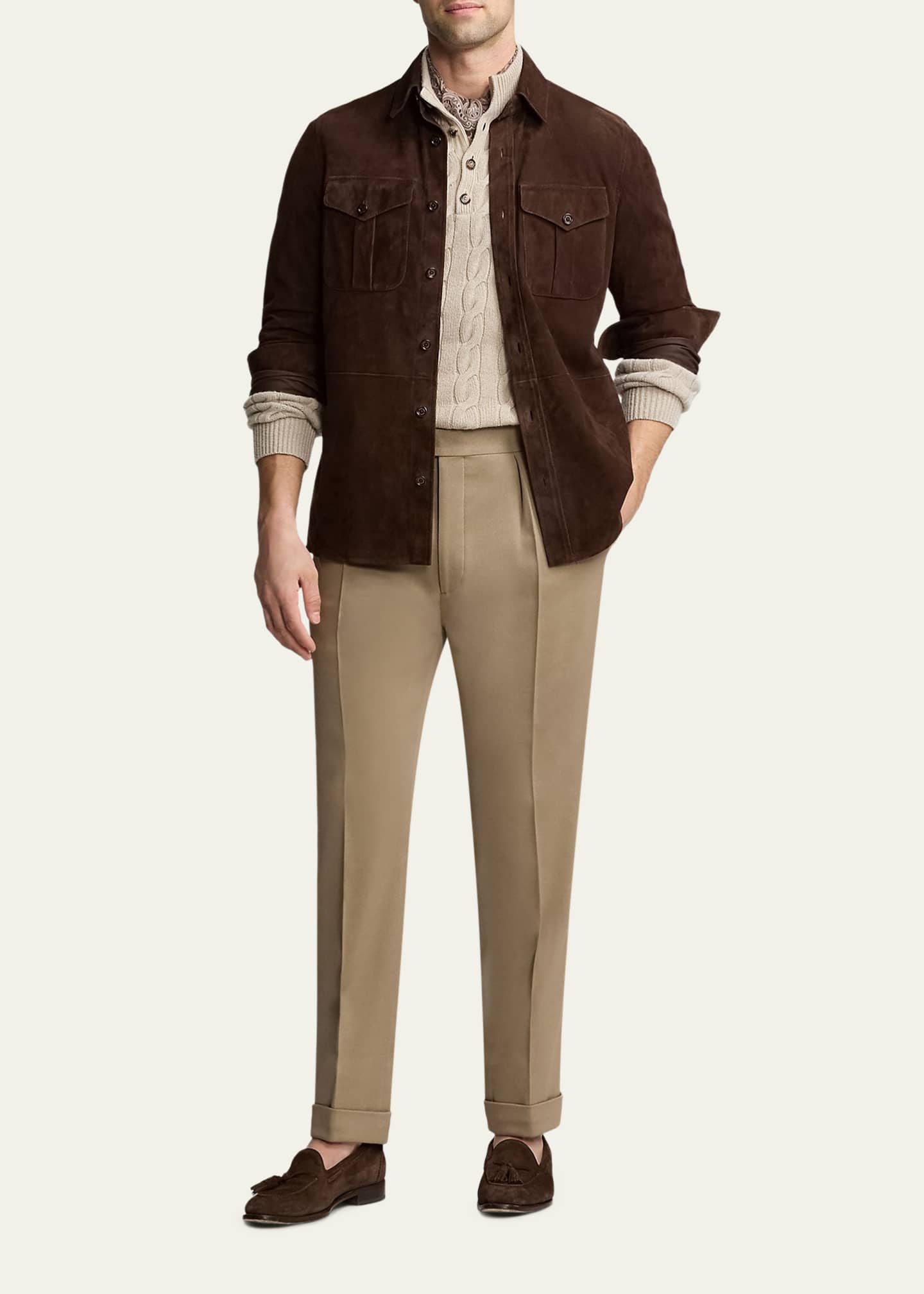 Ralph Lauren Purple Labelレザーシャツ スウェード L Ralph Lauren Purple Label Suede Overshirt - Bergdorf Goodman