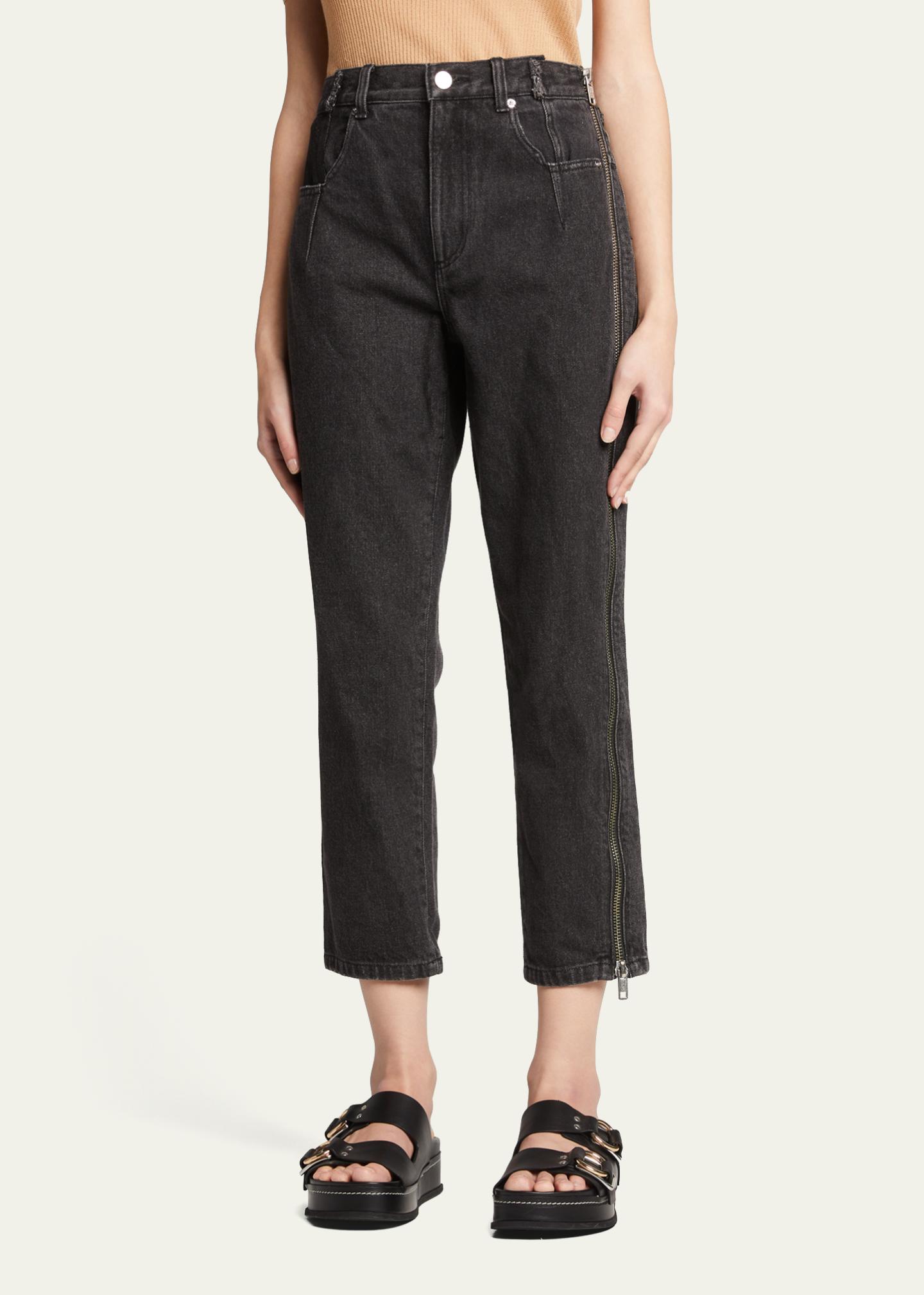 3.1 Phillip Lim Straight-Leg Cropped Jeans with Side Zipper Detail