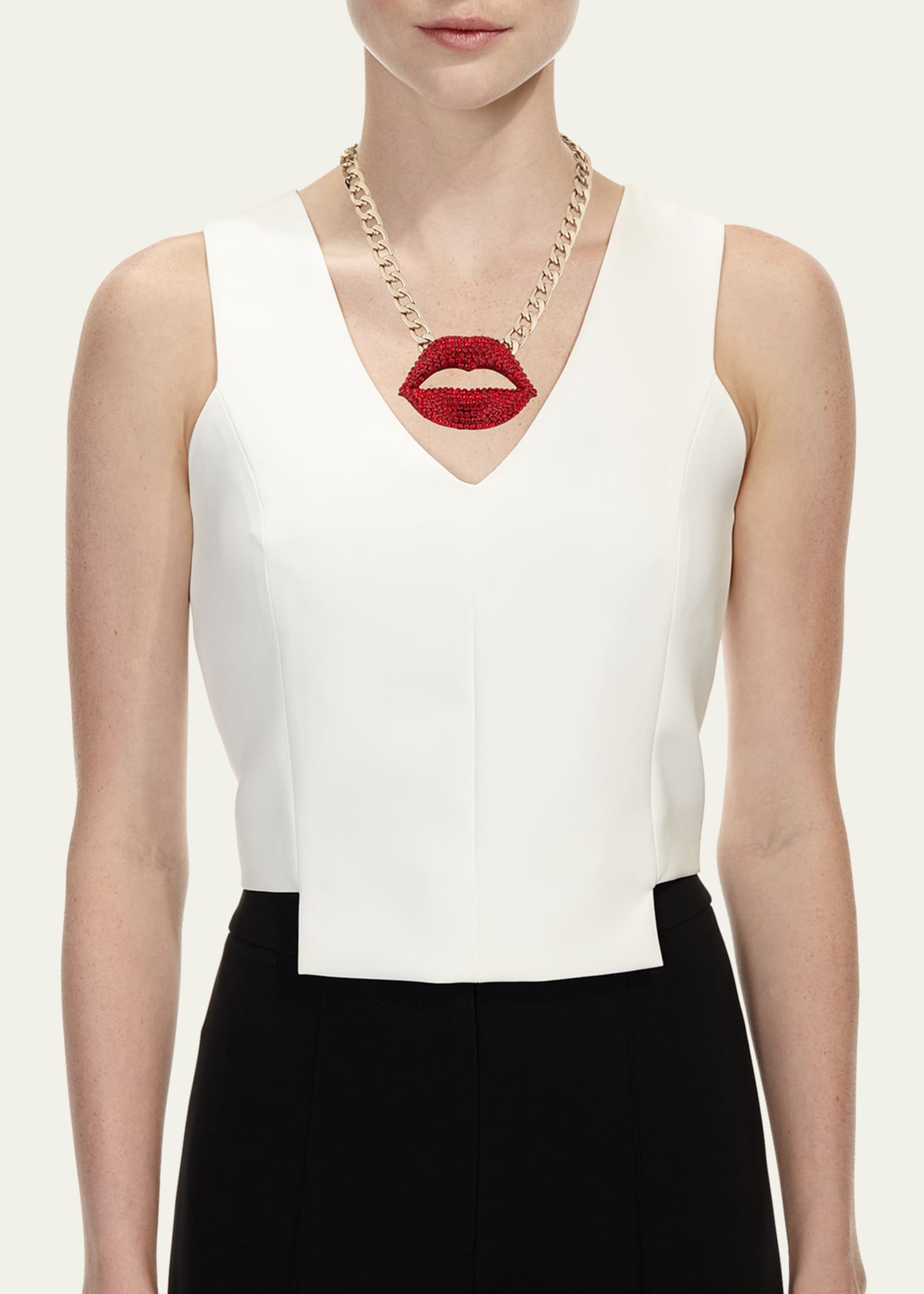 Linda's at BG Faceted Crystal Lips Statement Necklace Image 2 of 2