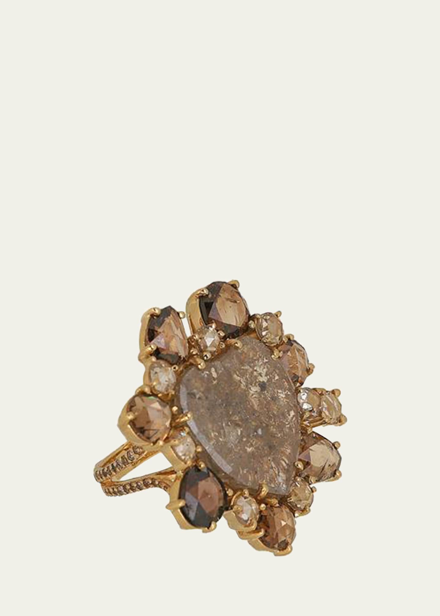 Kimberly McDonald 18K Gold Brown Diamond and Yowah Opal Ring