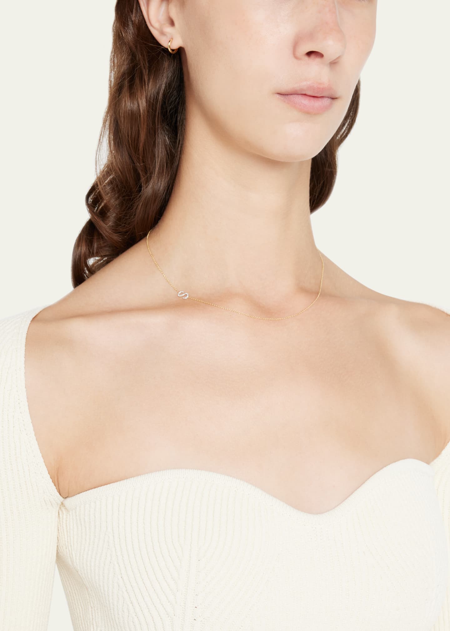 Zoe Lev Jewelry 14K Gold Personalized 0.11ct Asymmetric Diamond Initial Necklace Bergdorf Goodman
