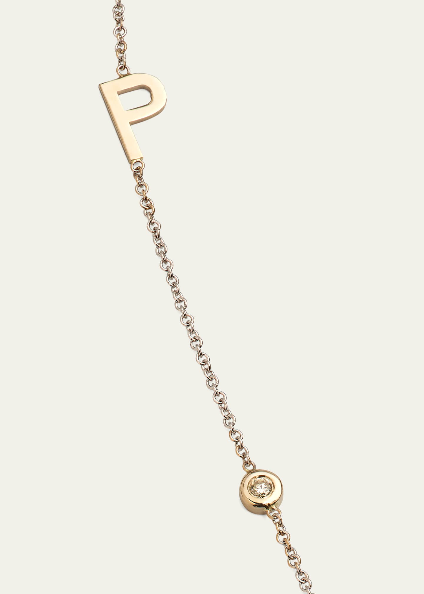 Zoe Lev Jewelry 14k White Gold Personalized 0.03ct Asymmetric Initial