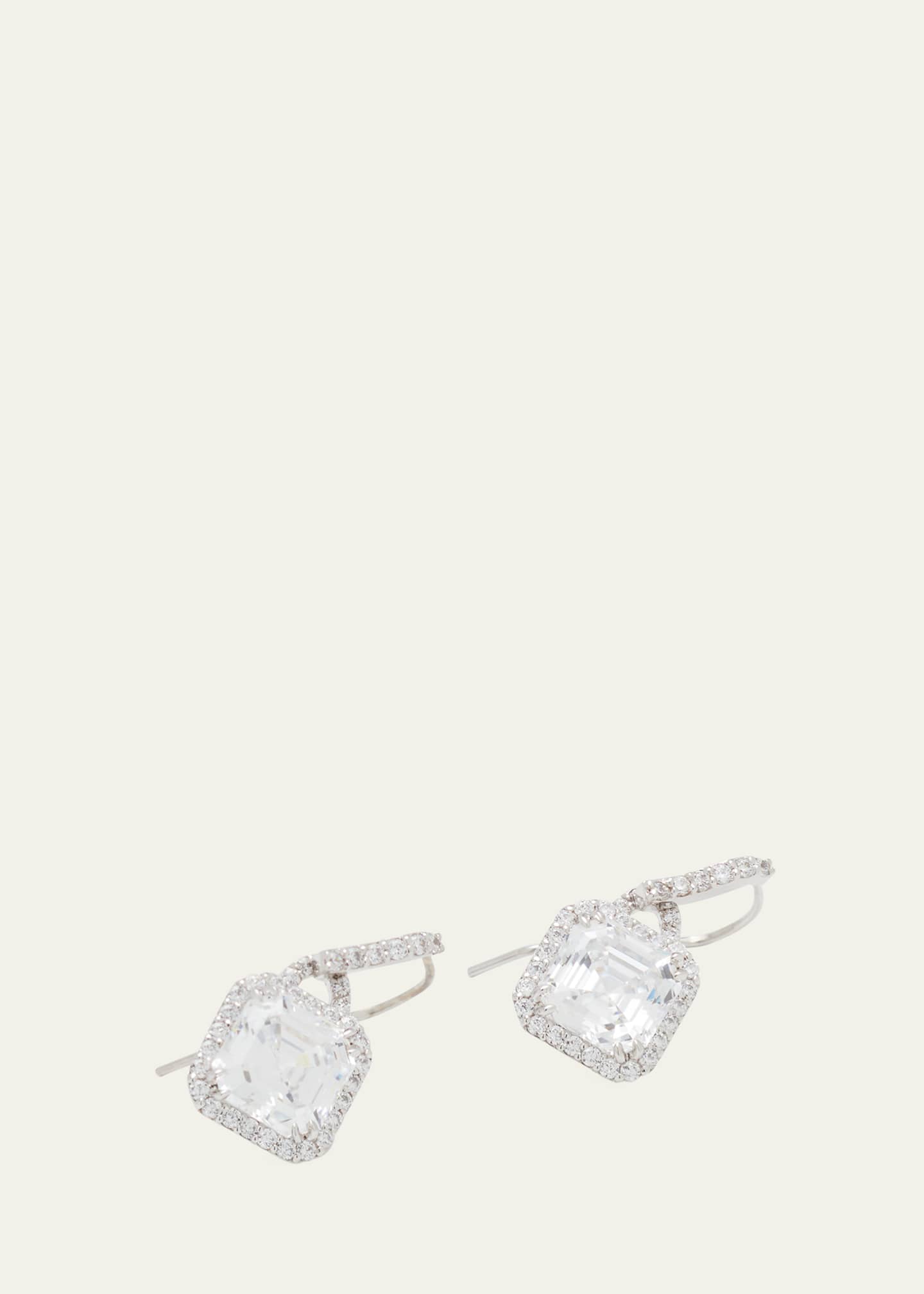 Fantasia by DeSerio 3.5ct Asscher Cut Cubic Zirconia Earrings Image 3 of 4