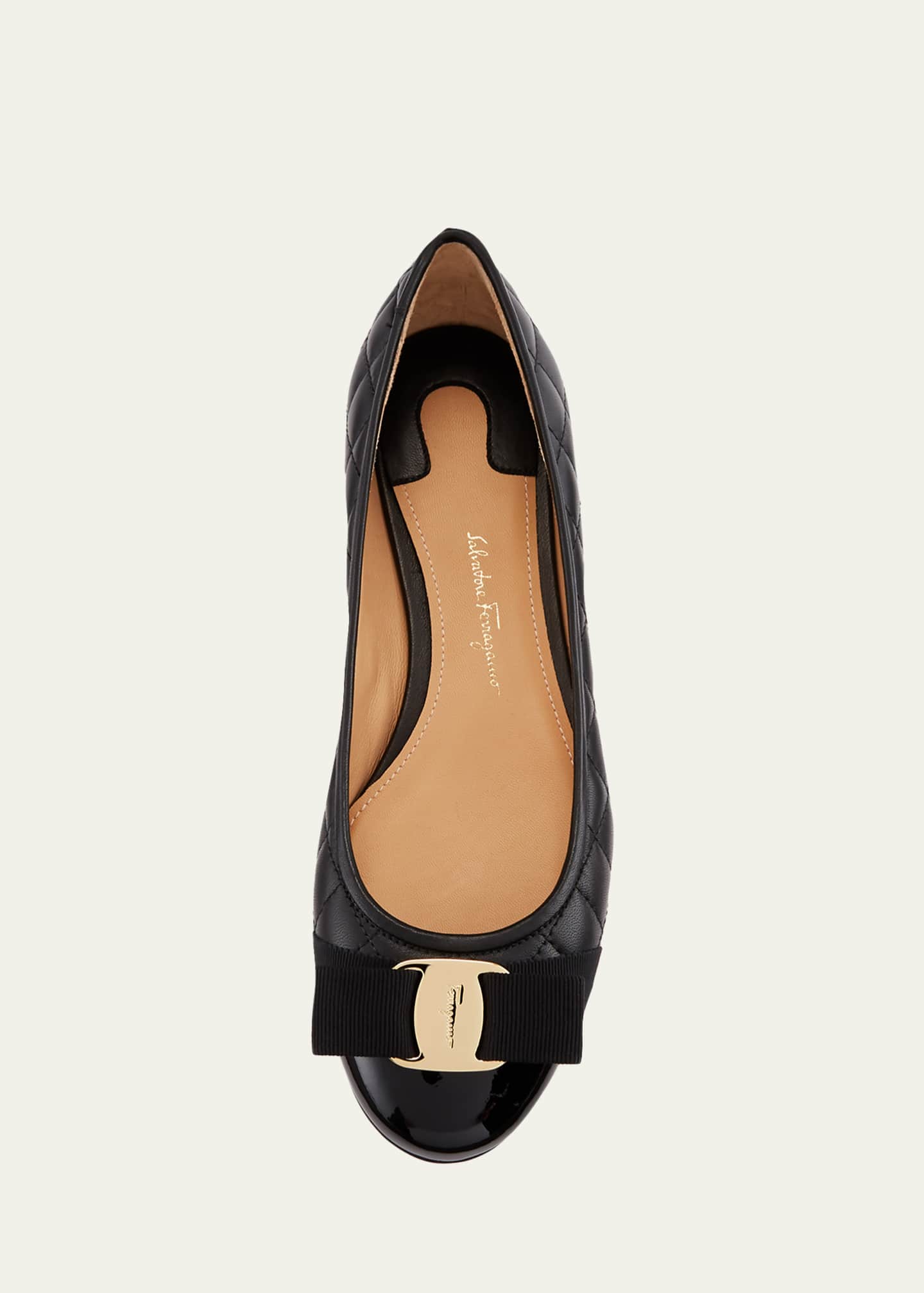 Ferragamo Varina Quilted Bow Ballet Flats Image 4 of 4