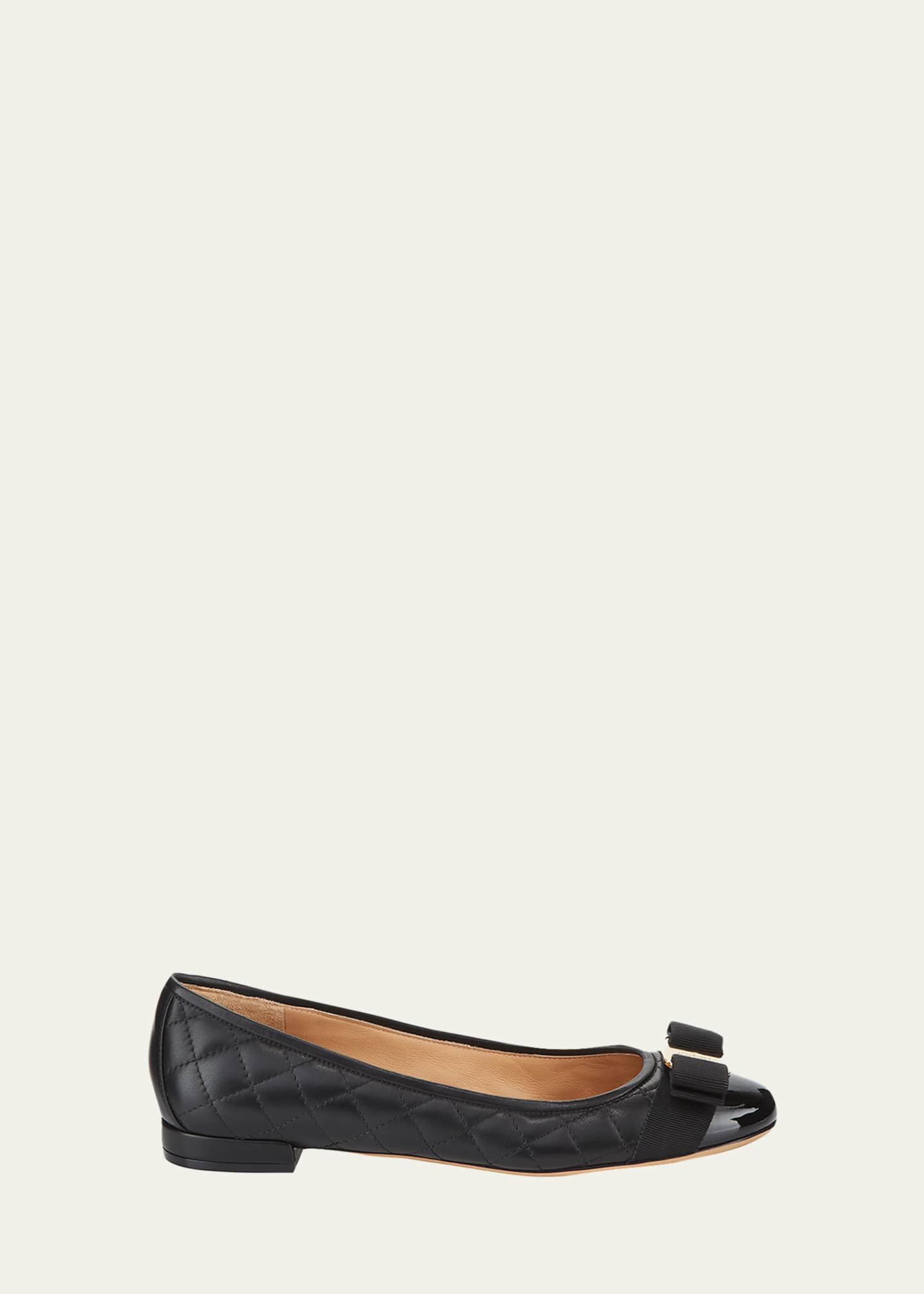 Ferragamo Varina Quilted Bow Ballet Flats Image 1 of 4