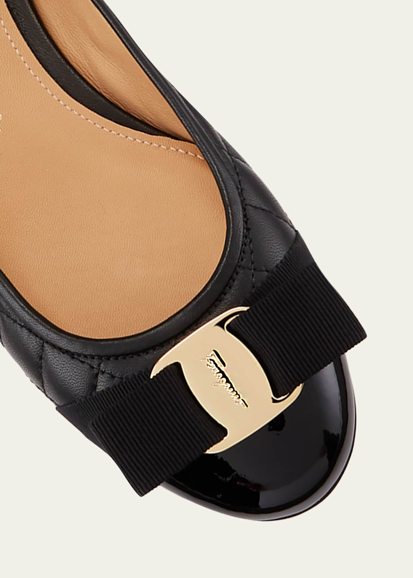 Ferragamo Varina Quilted Bow Ballet Flats Image 3 of 4