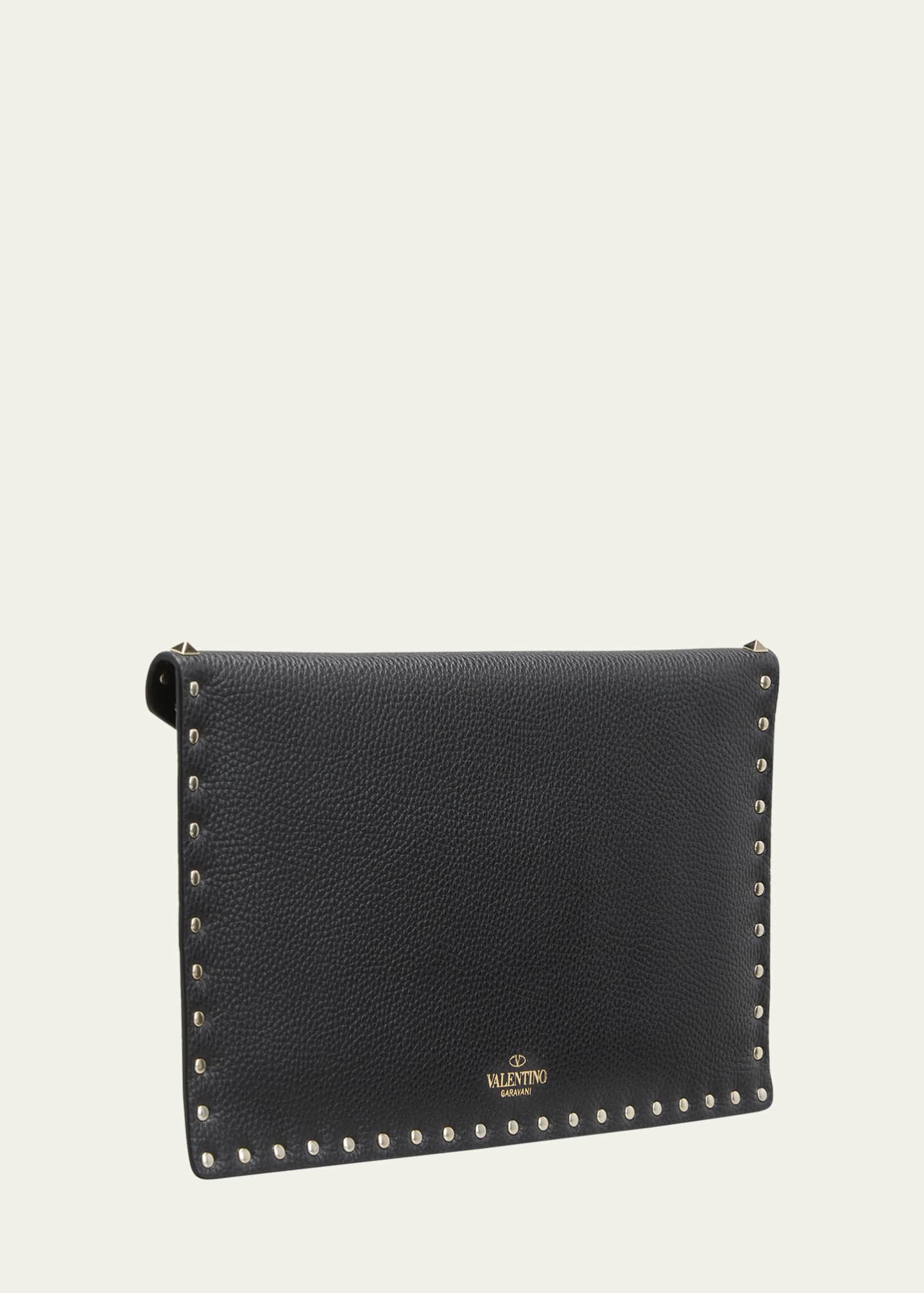 Valentino Rockstud Large Envelope Clutch Bag Black