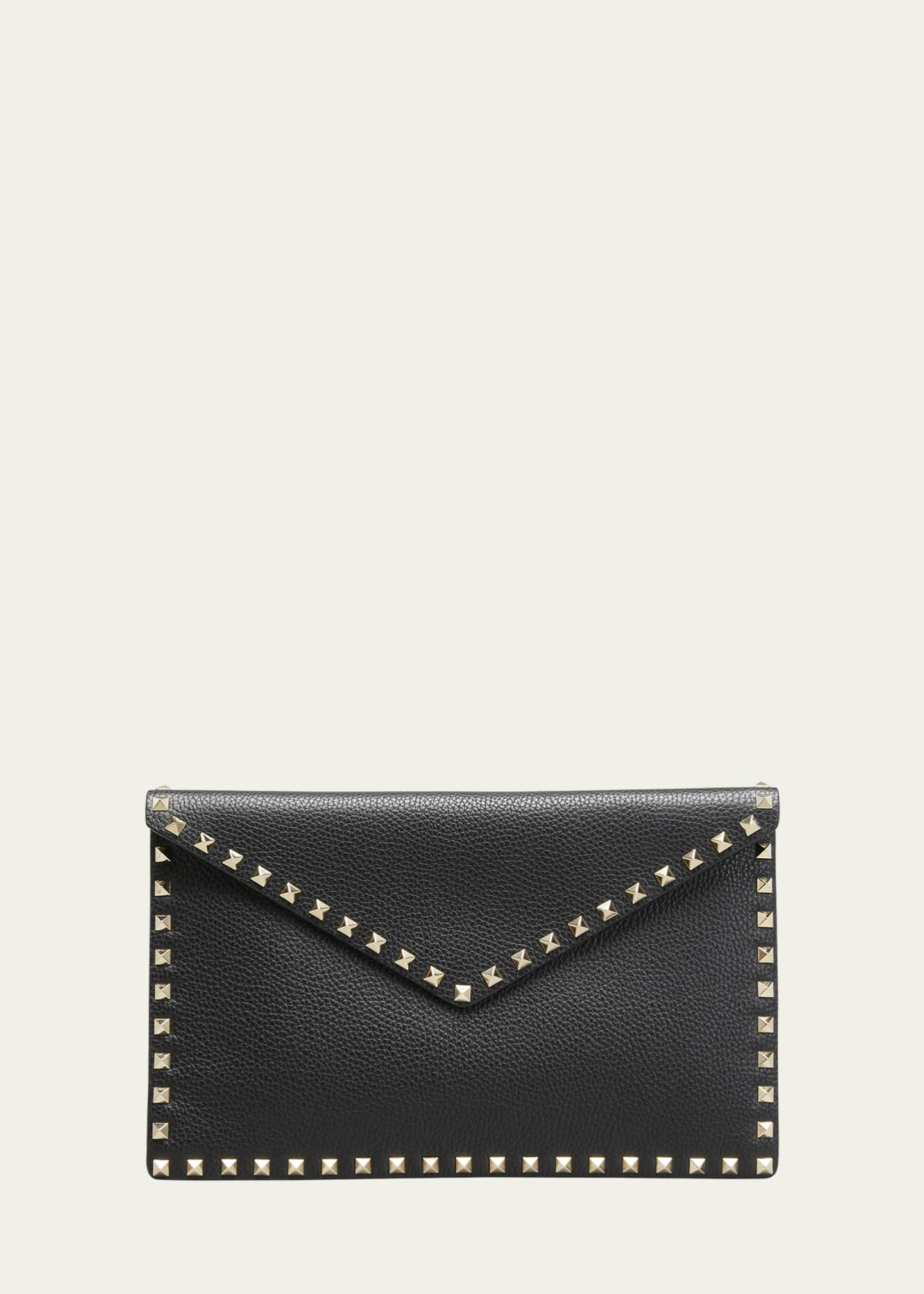 Black Rockstud leather clutch bag, Valentino Garavani