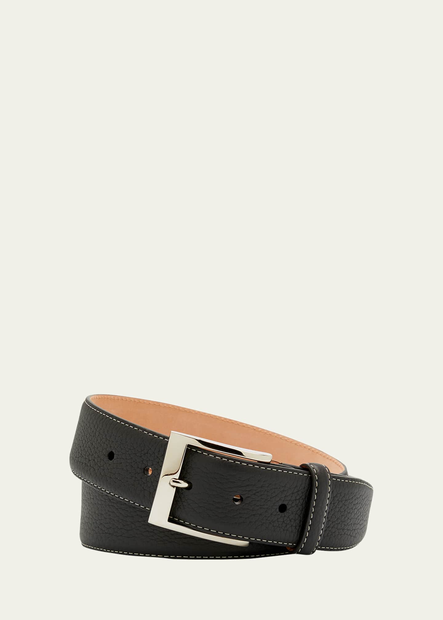 Simonnot Godard Men's Lagun Grained Leather Belt, 40mm Image 1 of 2