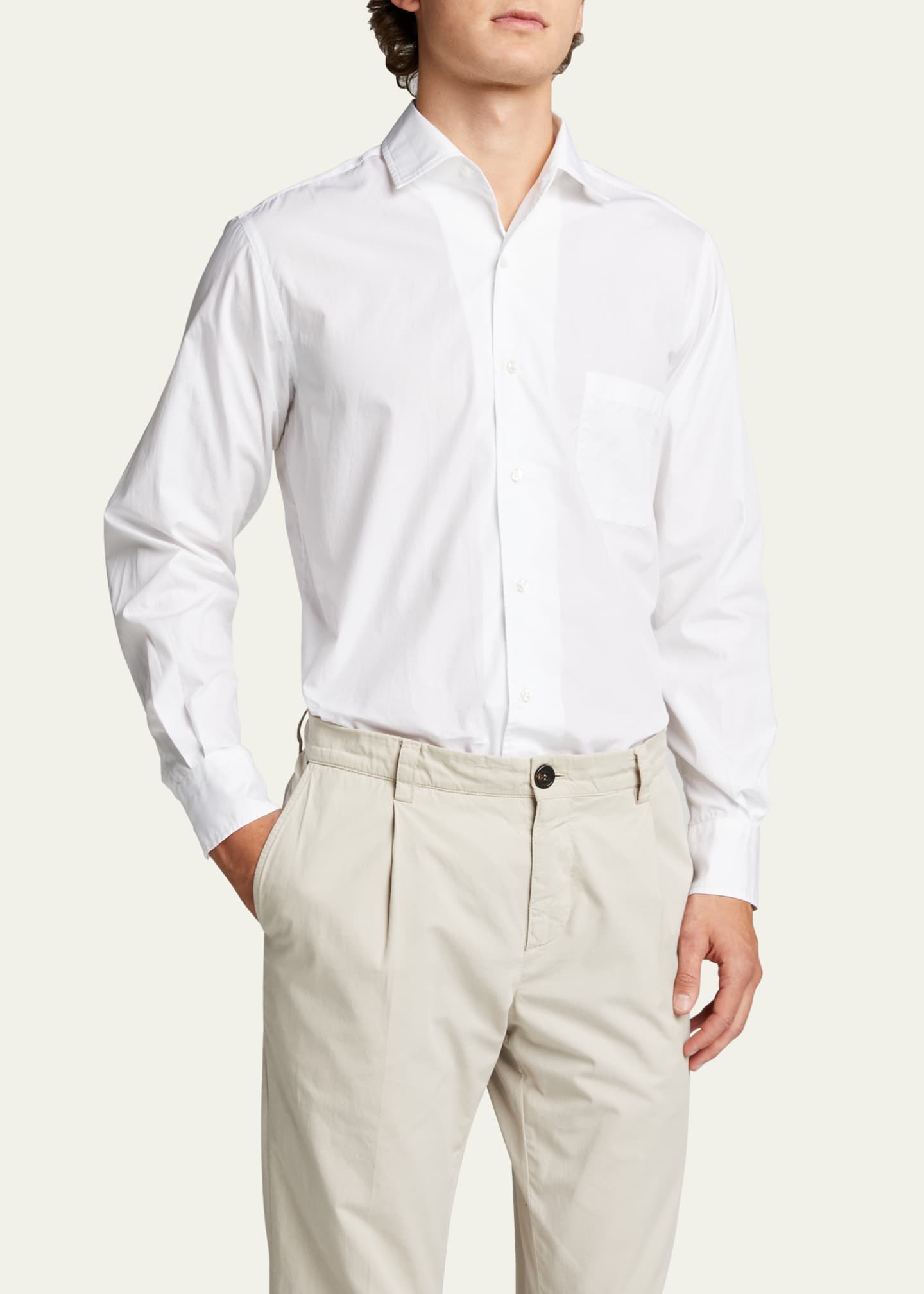 Loro Piana Men's Andre Cotton Poplin Shirt Image 4 of 5