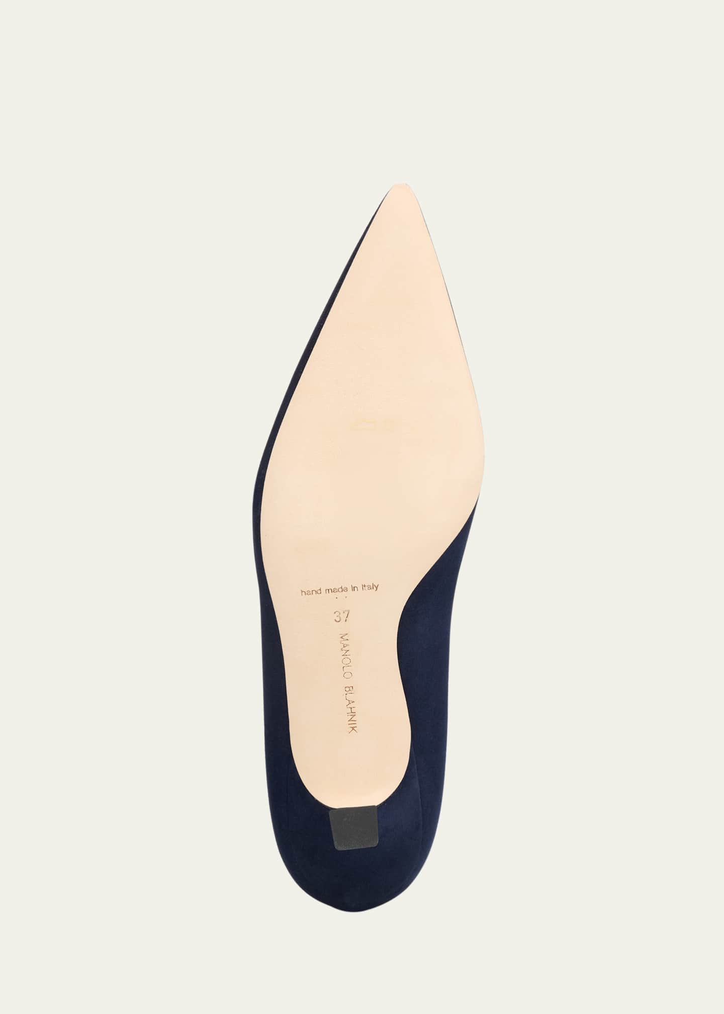 Manolo Blahnik Srila Suede Low-Heel Pump - Bergdorf Goodman