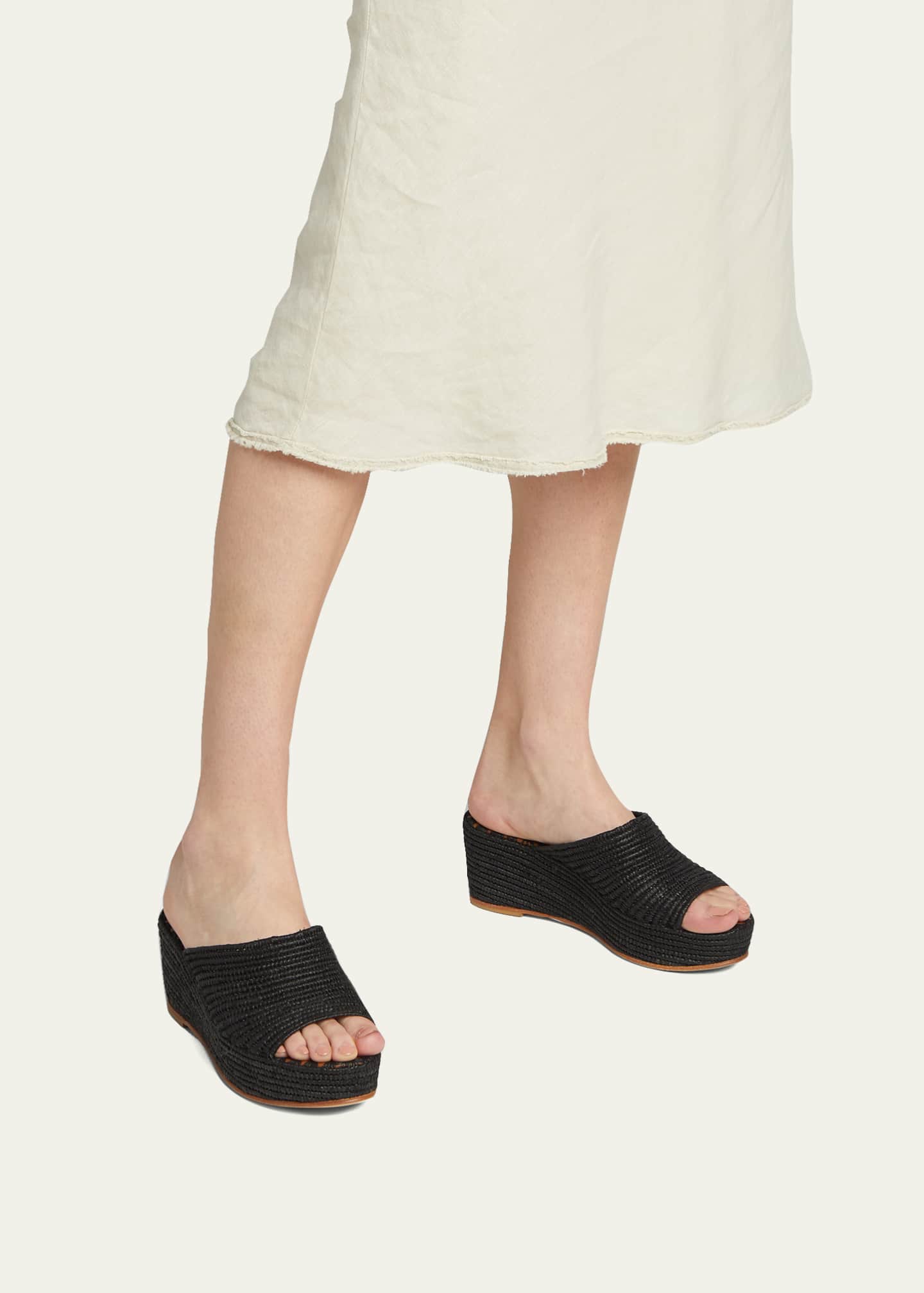 Carrie Forbes Karim Woven Raffia Wedge Slide Sandals Image 2 of 5
