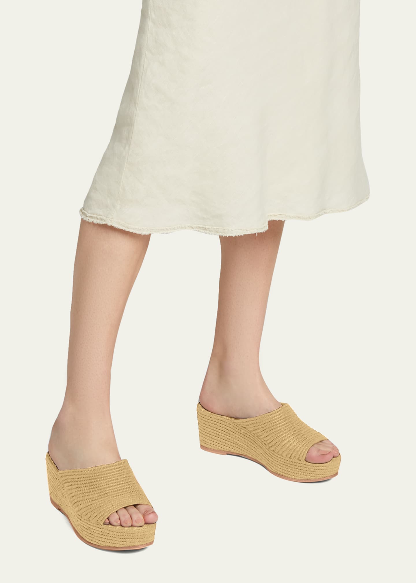 Carrie Forbes Karim Woven Raffia Wedge Slide Sandals Image 2 of 5