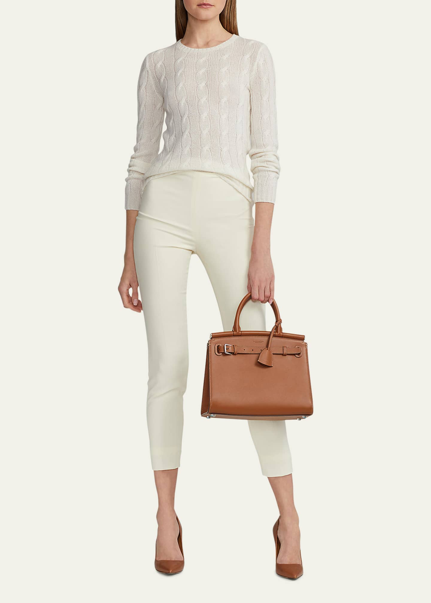 Ralph Lauren Collection Crewneck Cashmere Cable-Knit Sweater Image 2 of 5