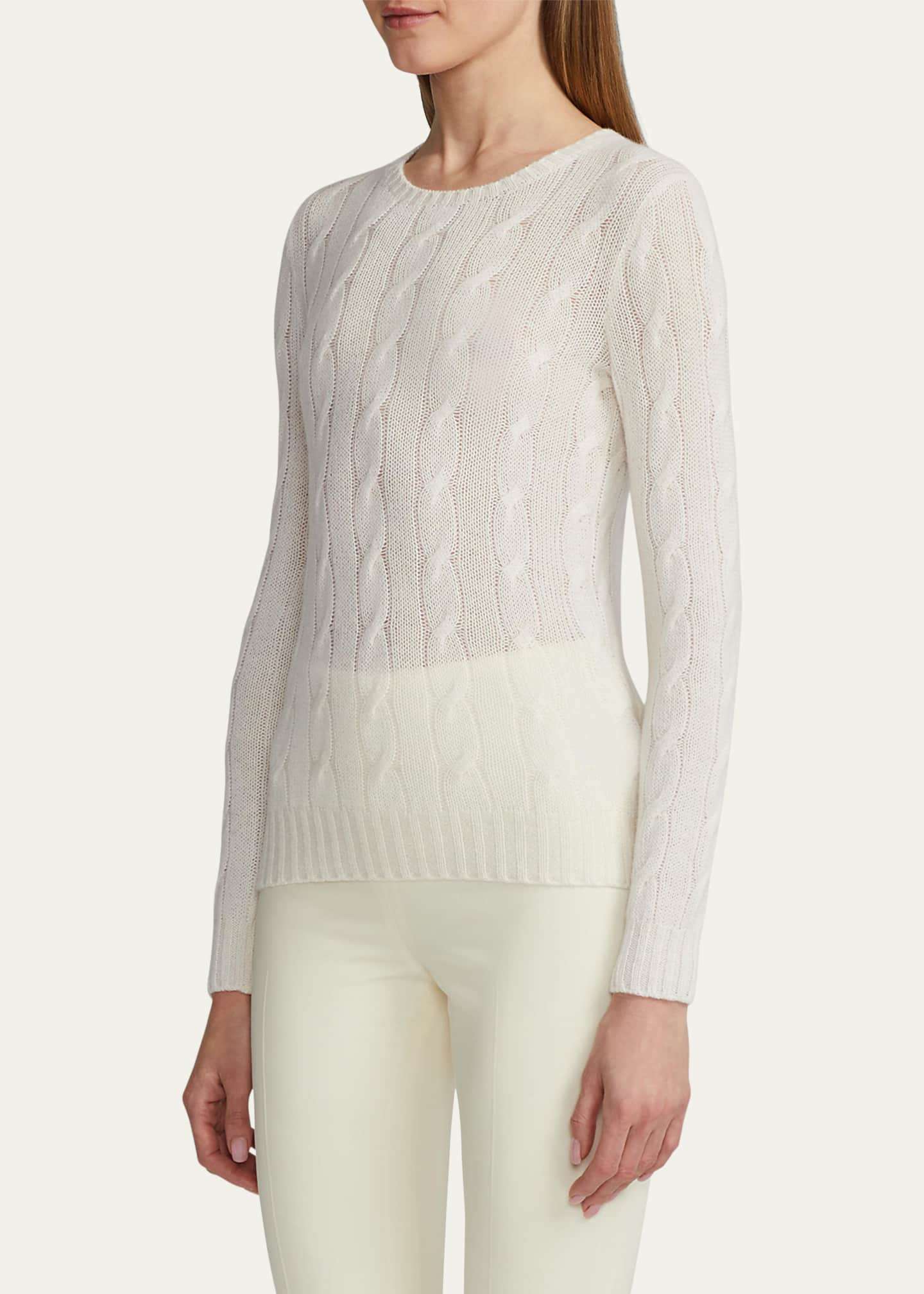 Ralph Lauren Collection Crewneck Cashmere Cable-Knit Sweater Image 4 of 5