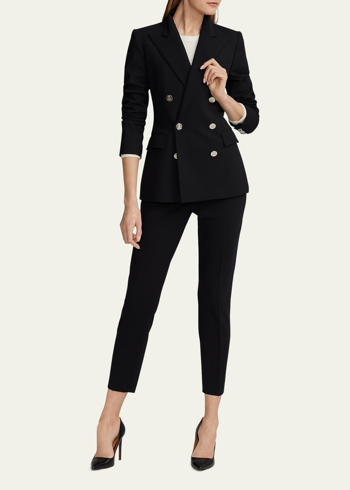 Ralph Lauren Collection Women's Iconic Style Camden Double-Breasted Blazer - Black - Size 10