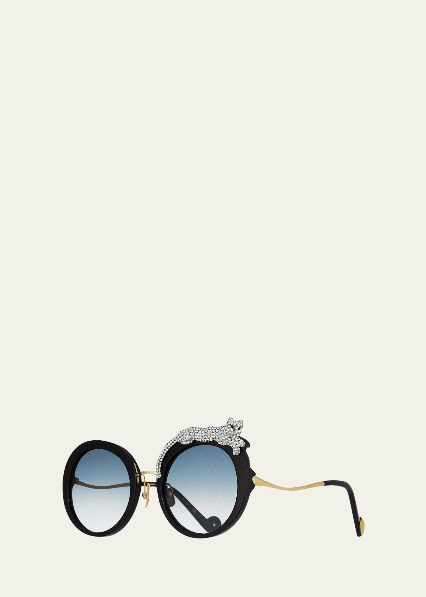 Anna-Karin Karlsson Rose et la Roue Round Crystal-Embellished Leopard Sunglasses Image 2 of 5