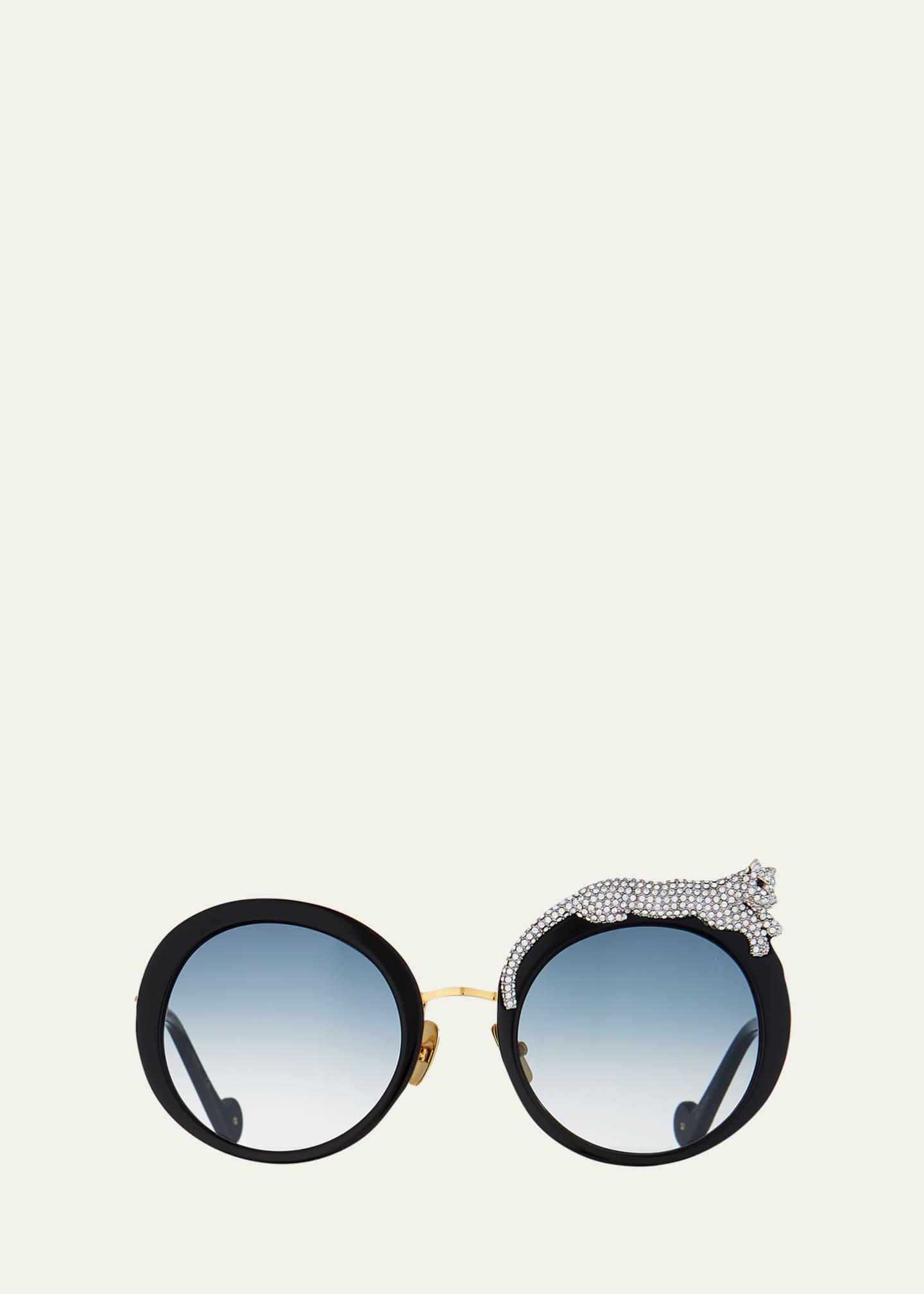 Anna-Karin Karlsson Rose et la Roue Round Crystal-Embellished Leopard Sunglasses Image 1 of 5