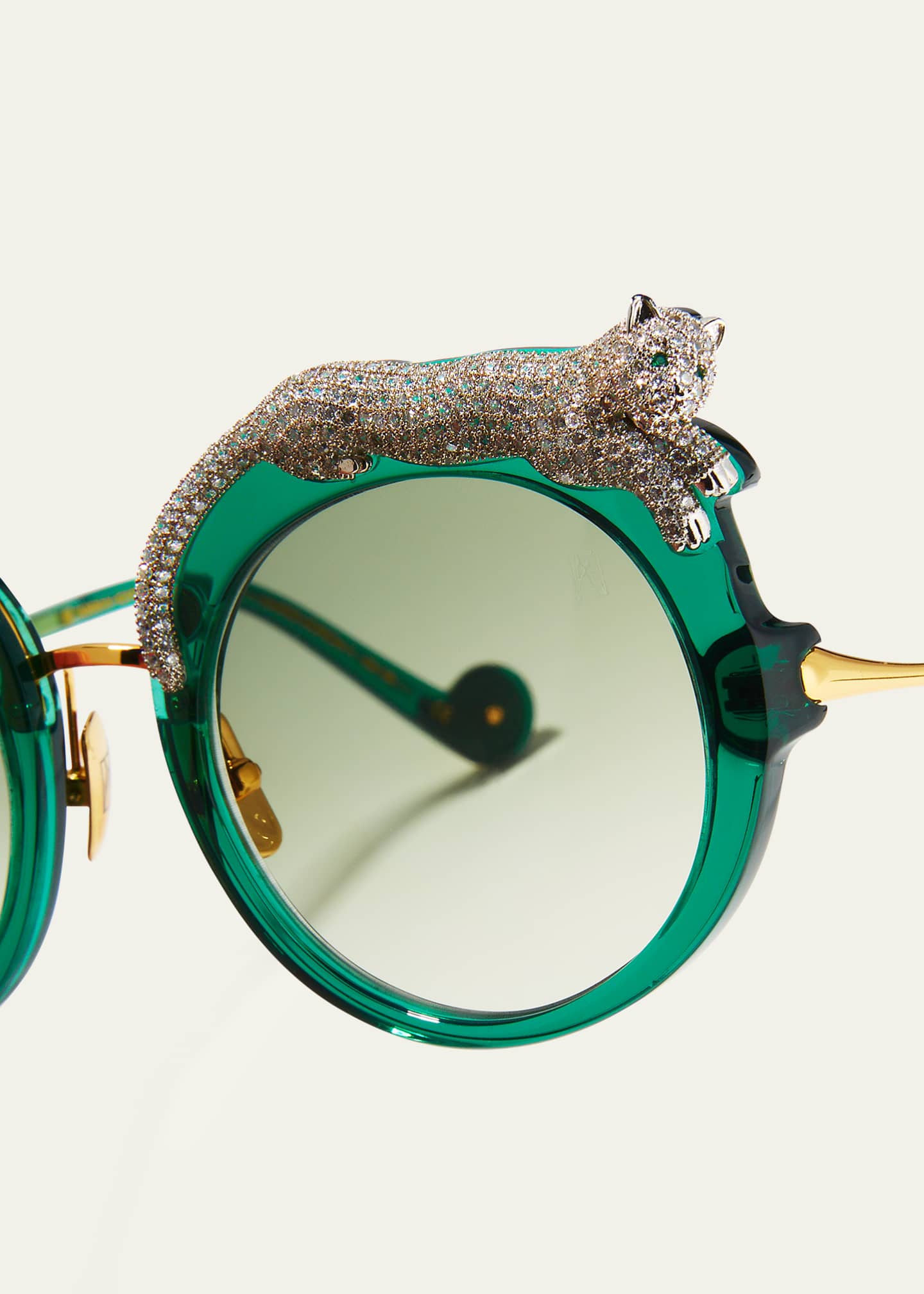 Anna-Karin Karlsson Rose et la Roue Round Crystal-Embellished Leopard Sunglasses Image 4 of 5