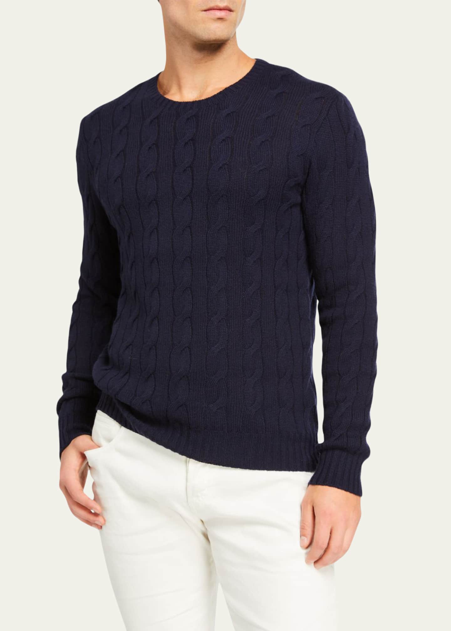 Ralph Lauren Purple Label Cashmere Cable-Knit Crewneck Sweater