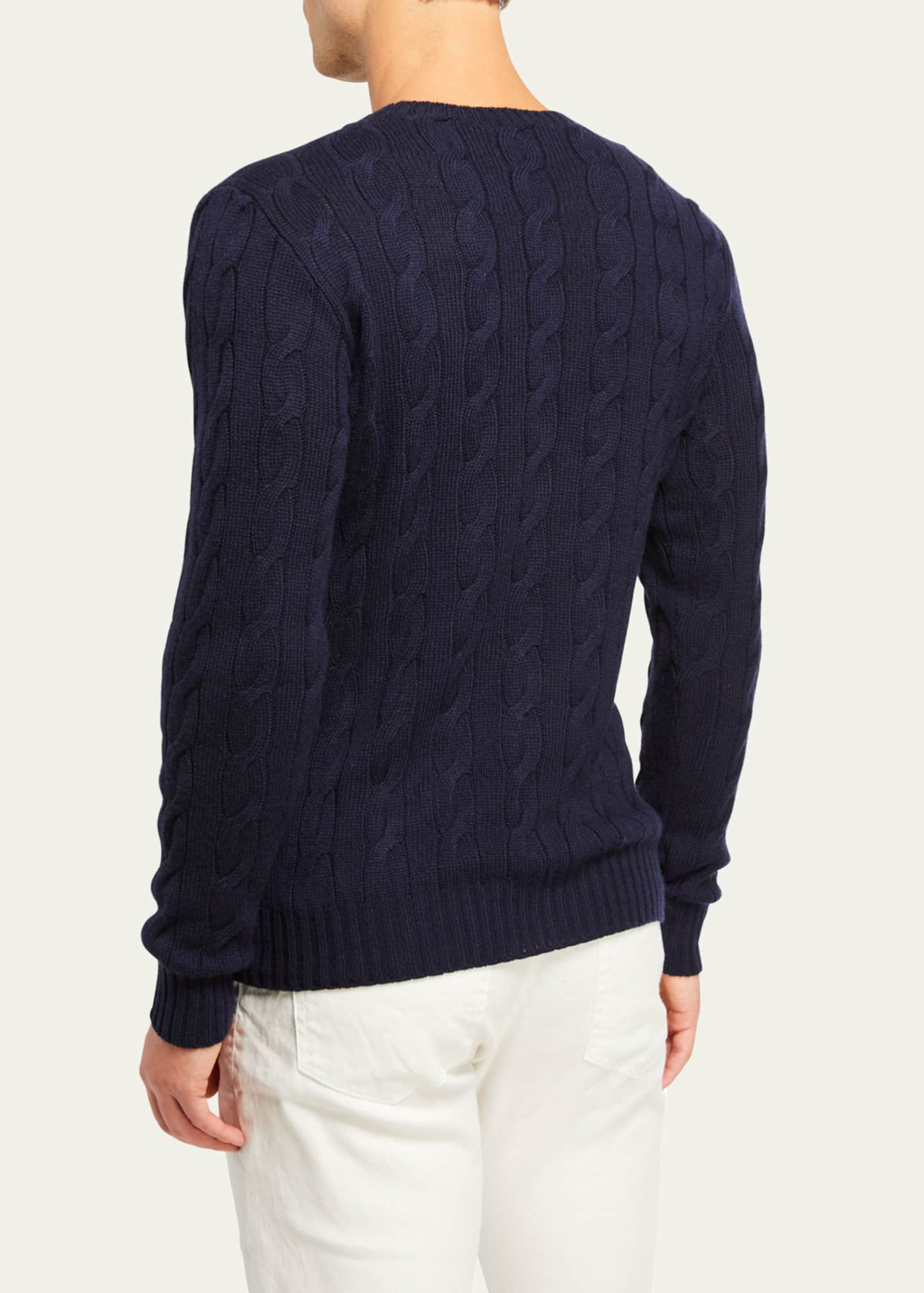 Ralph Lauren Purple Label Cashmere Cable-Knit Crewneck Sweater, Navy ...
