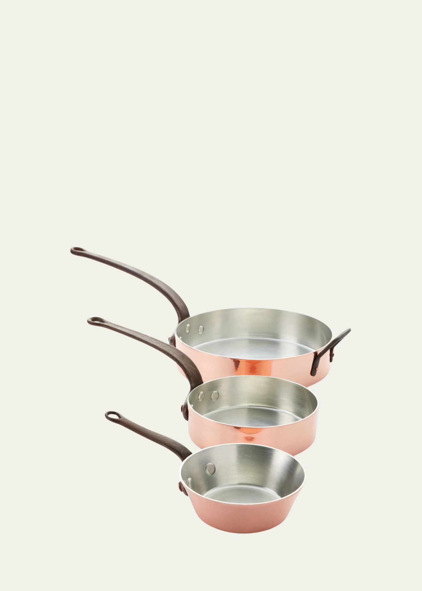 Duparquet Copper Cookware Solid Copper TinLined Pans, Set of 3