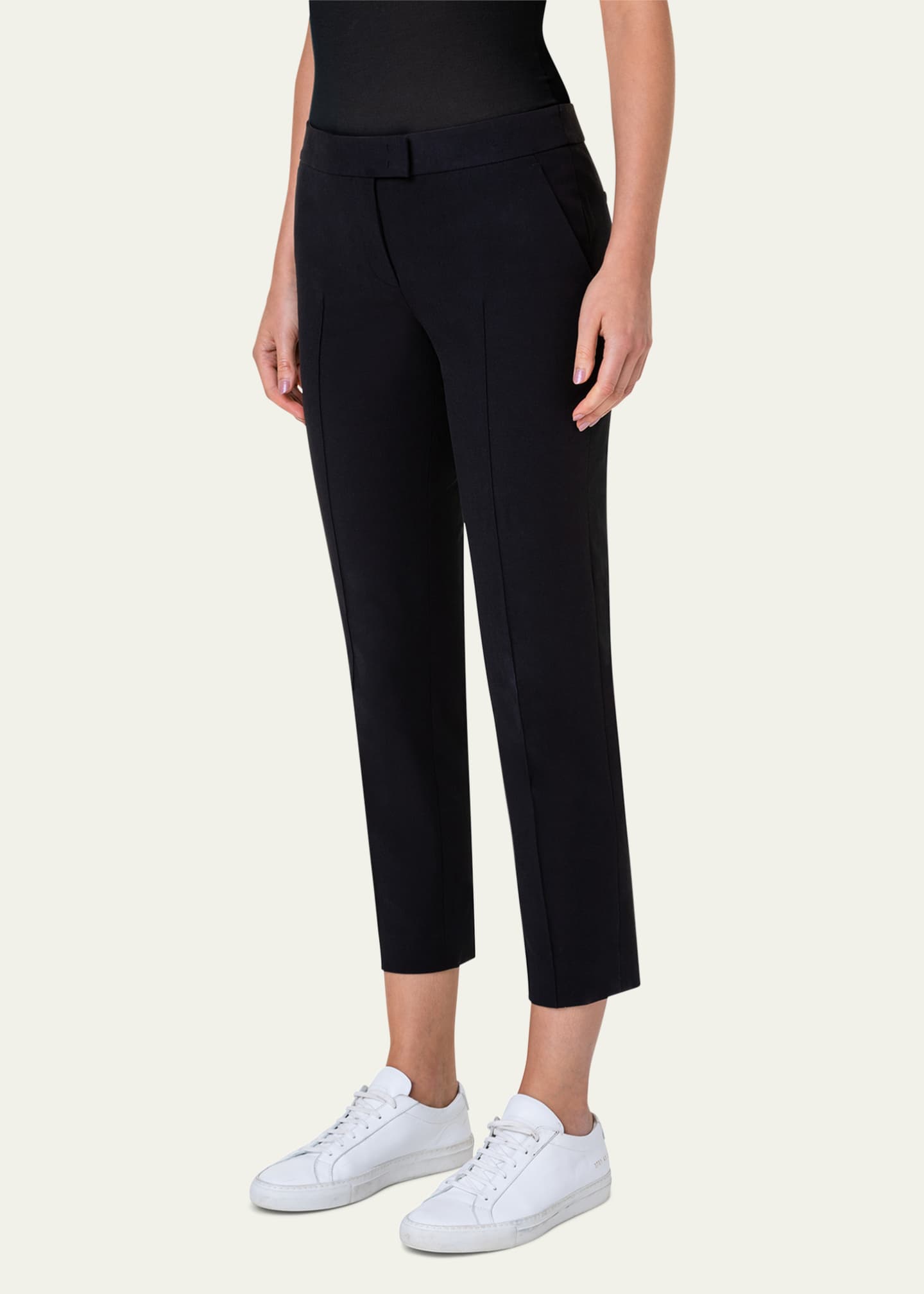 Akris punto Frankie Straight-Leg Cotton-Stretch Cropped Pants ...