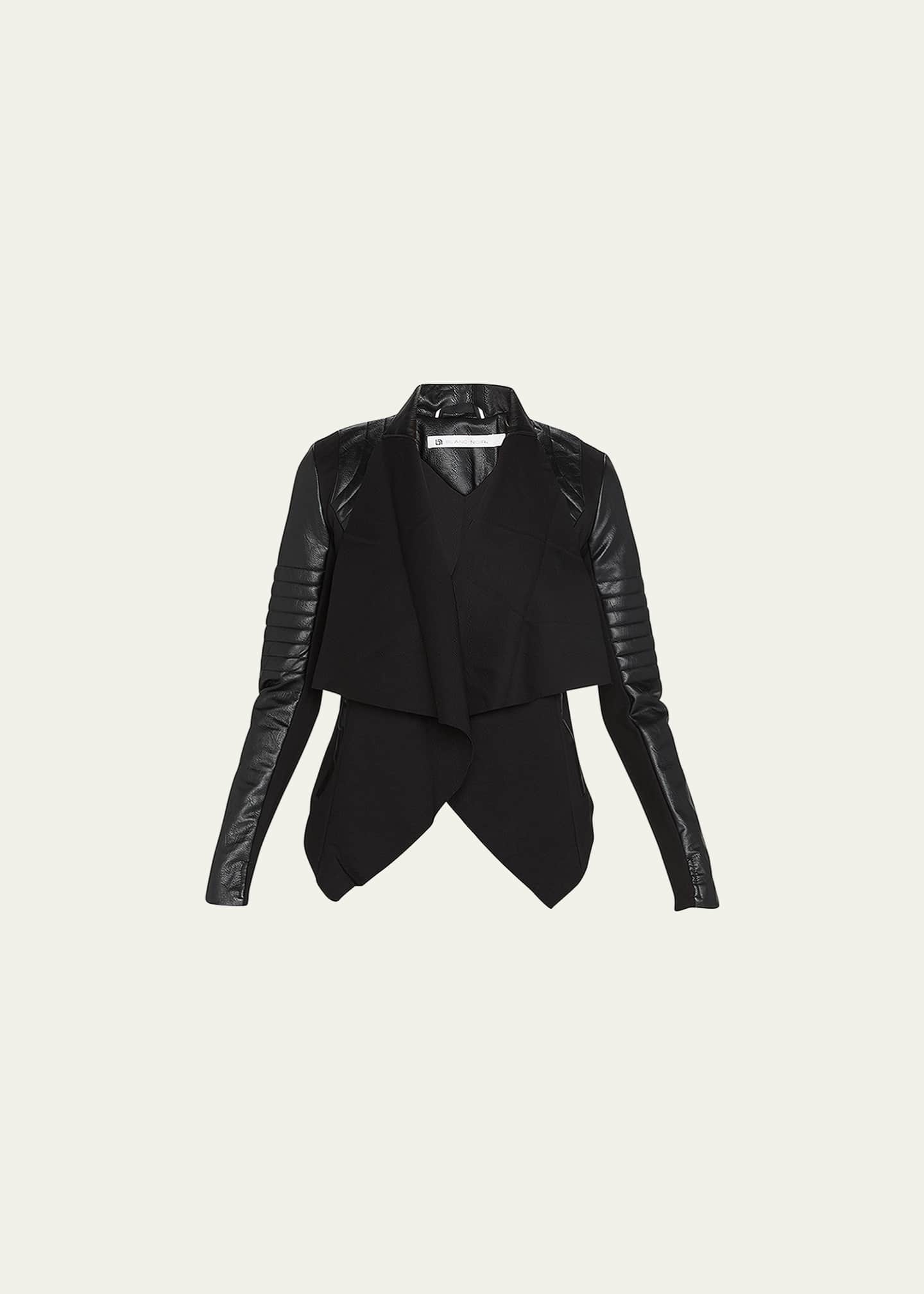 Faux leather drape front jacket on sale