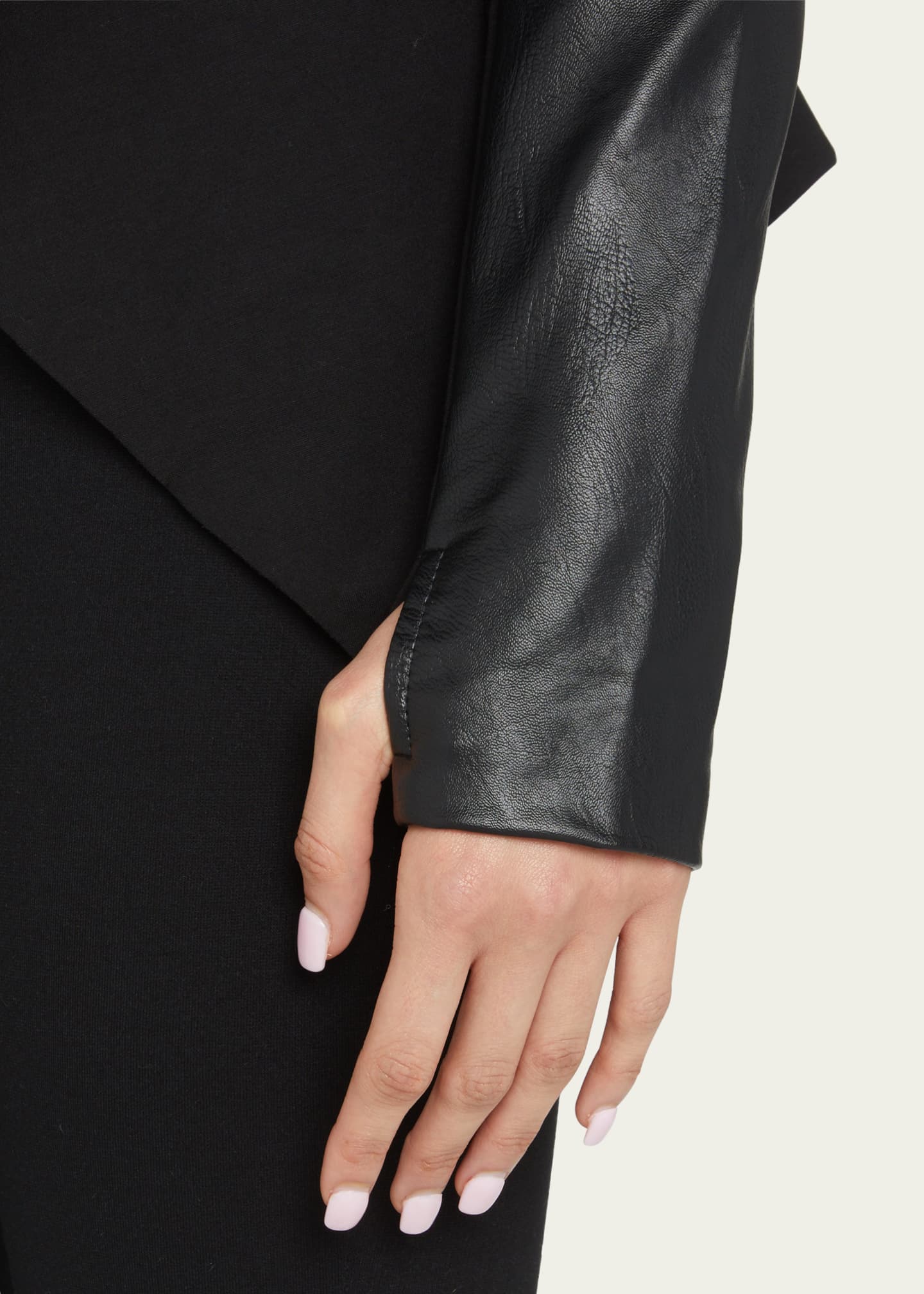 Blanc Noir Drape-Front Quilted Faux-Leather Jacket Image 5 of 5