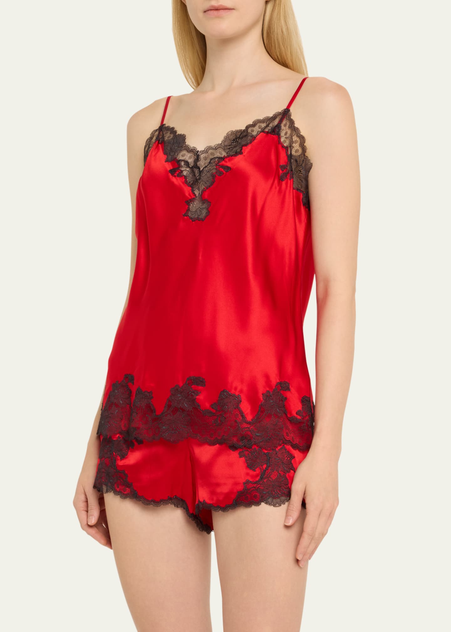 Josie Natori Lolita Lace-Trim Silk Camisole Image 4 of 5