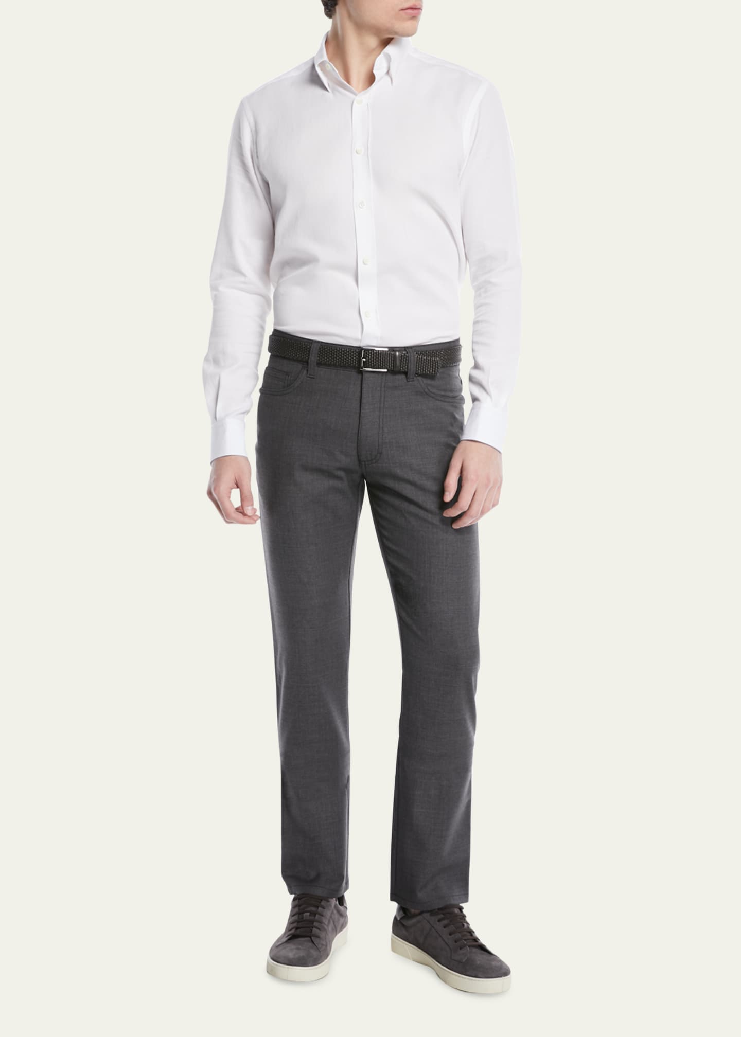 ZEGNA Men's Regular-Fit Textured Wool-Blend 5-Pocket Pants Image 4 of 4