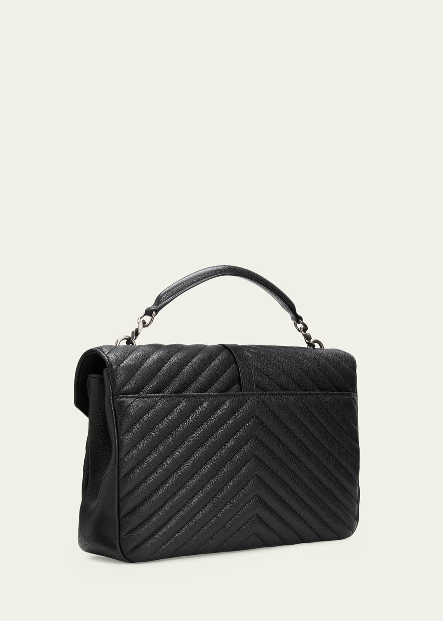 Saint Laurent College Large Flap YSL Shoulder Bag in Quilted