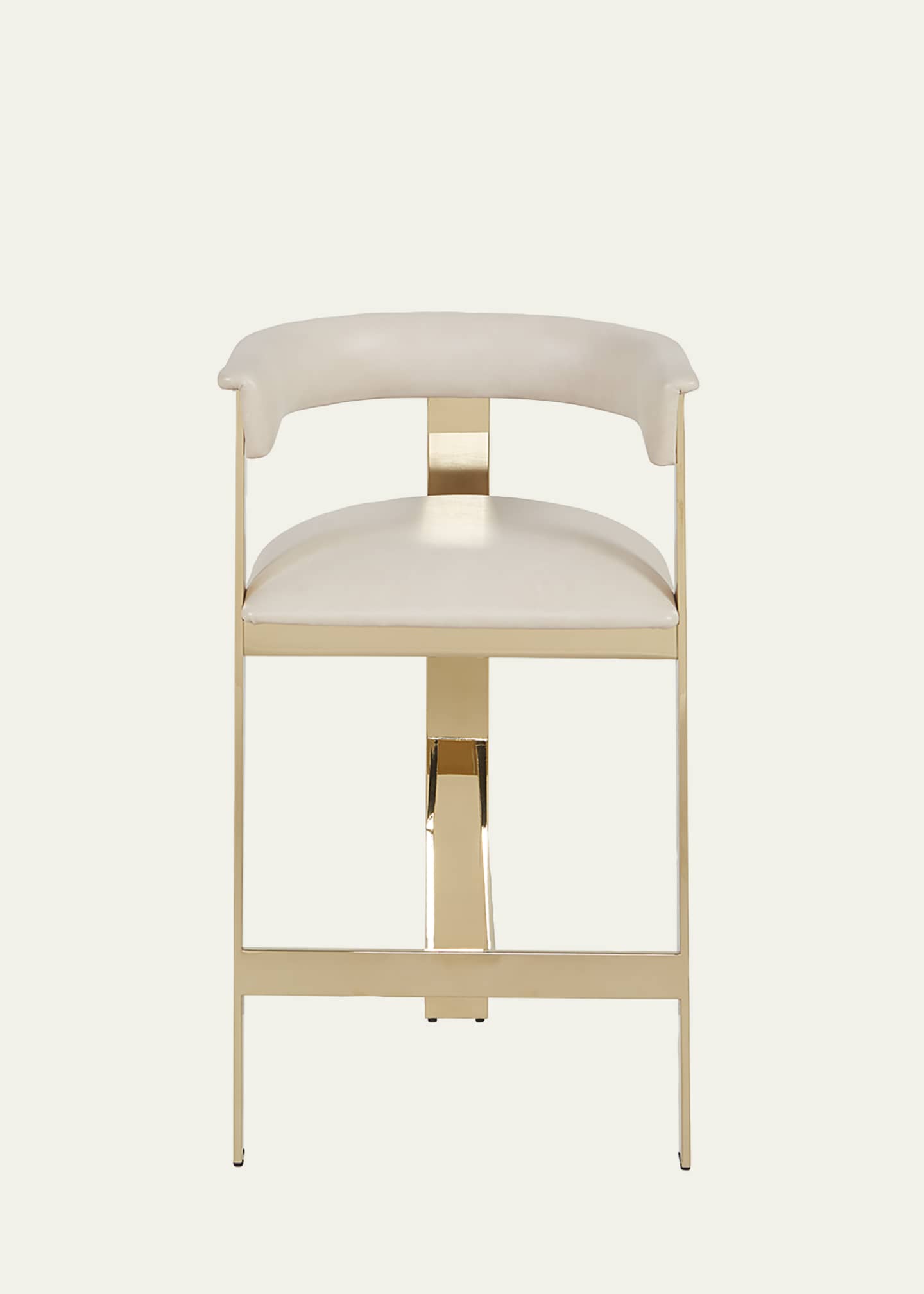 Interlude Home Darla Brass & Leather Counter Stool, 26
